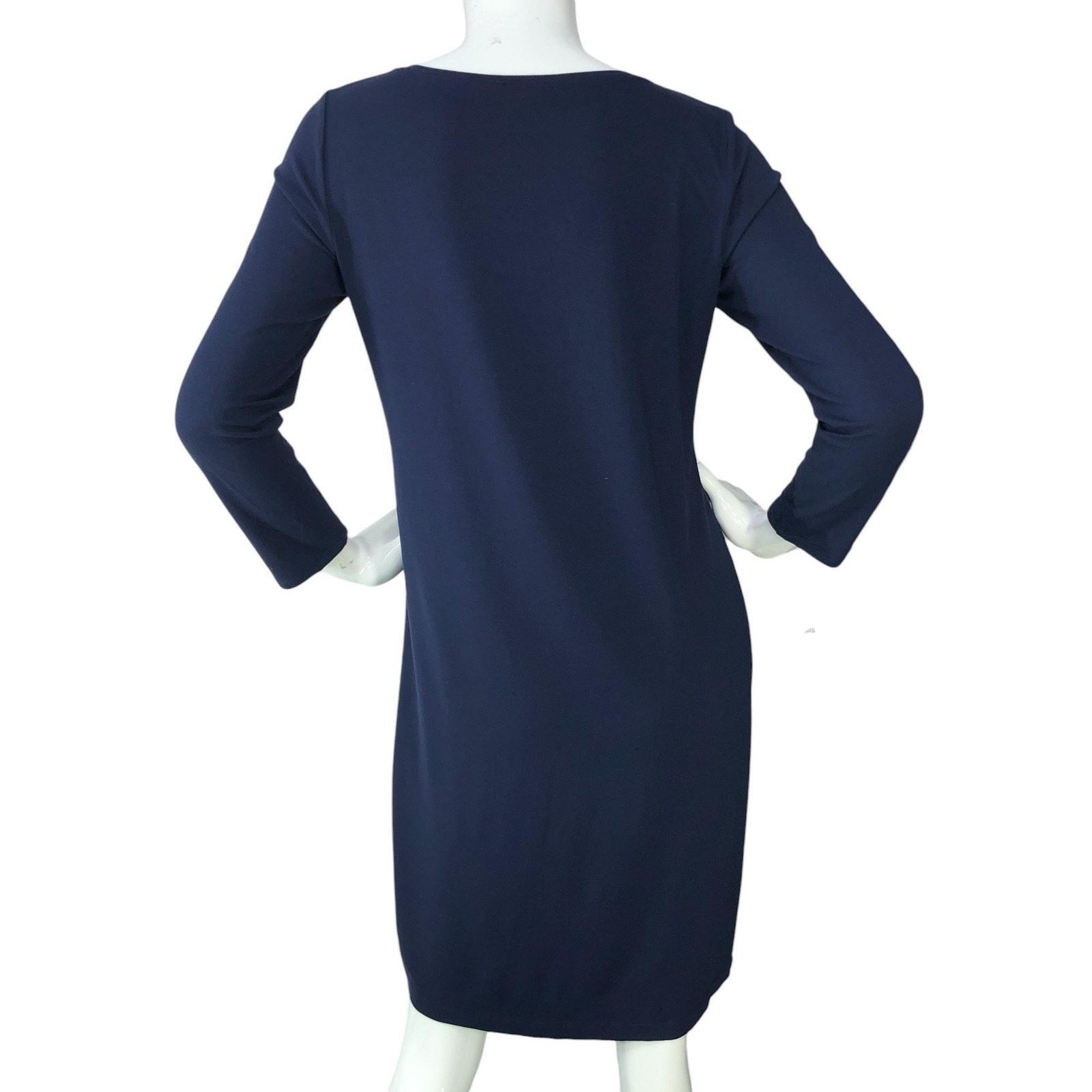 Eileen Fisher Eileen Fisher Dress S Navy Blue Long Sleeve V Neck Stretch Size S / US 4 / IT 40 - 7 Thumbnail
