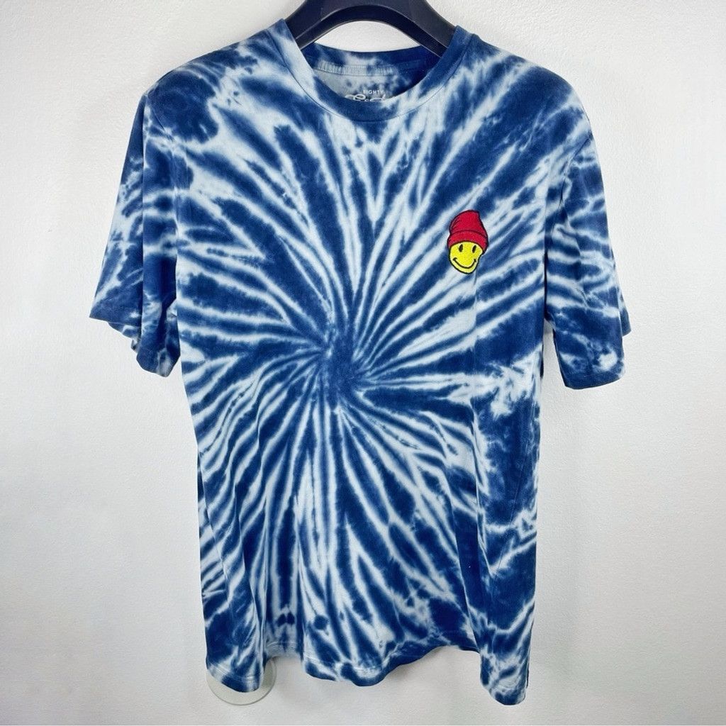 Eighty Eight EIGHTY EIGHT Men’s Blue Tie-dye T-shirt with Beanie Emoji M Size US M / EU 48-50 / 2 - 2 Thumbnail