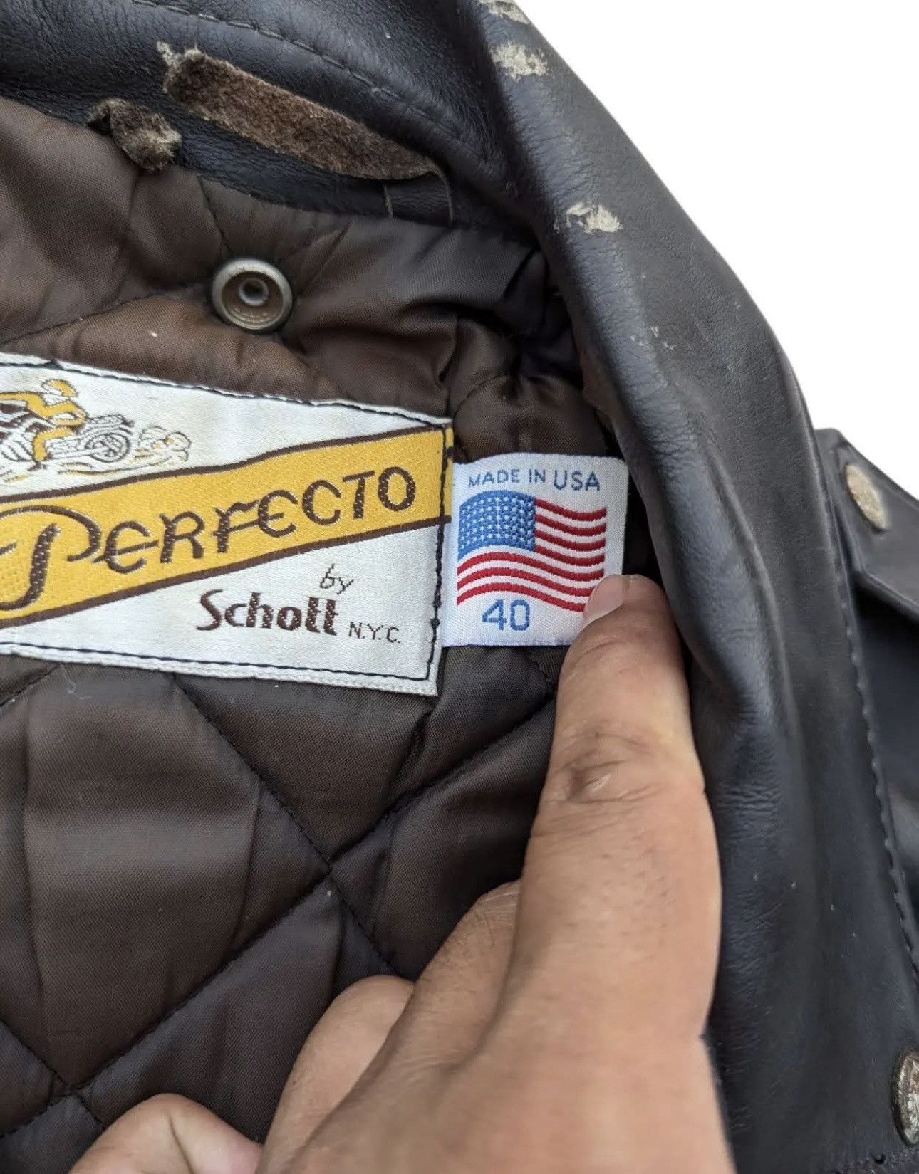 Schott Vintage 80s Schott Perfecto Leather Racer Jacket saiz 40 Size US M / EU 48-50 / 2 - 9 Thumbnail