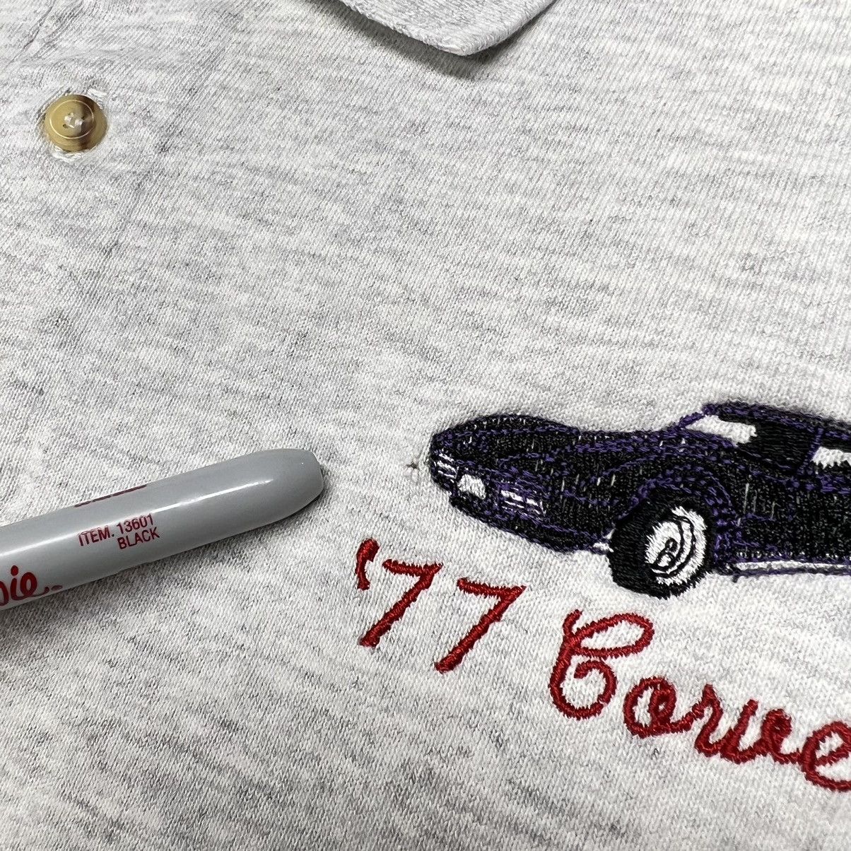 Vintage VTG Car Polo Shirt Grey Embroidered 1977 Corvette Cotton Size US L / EU 52-54 / 3 - 4 Thumbnail