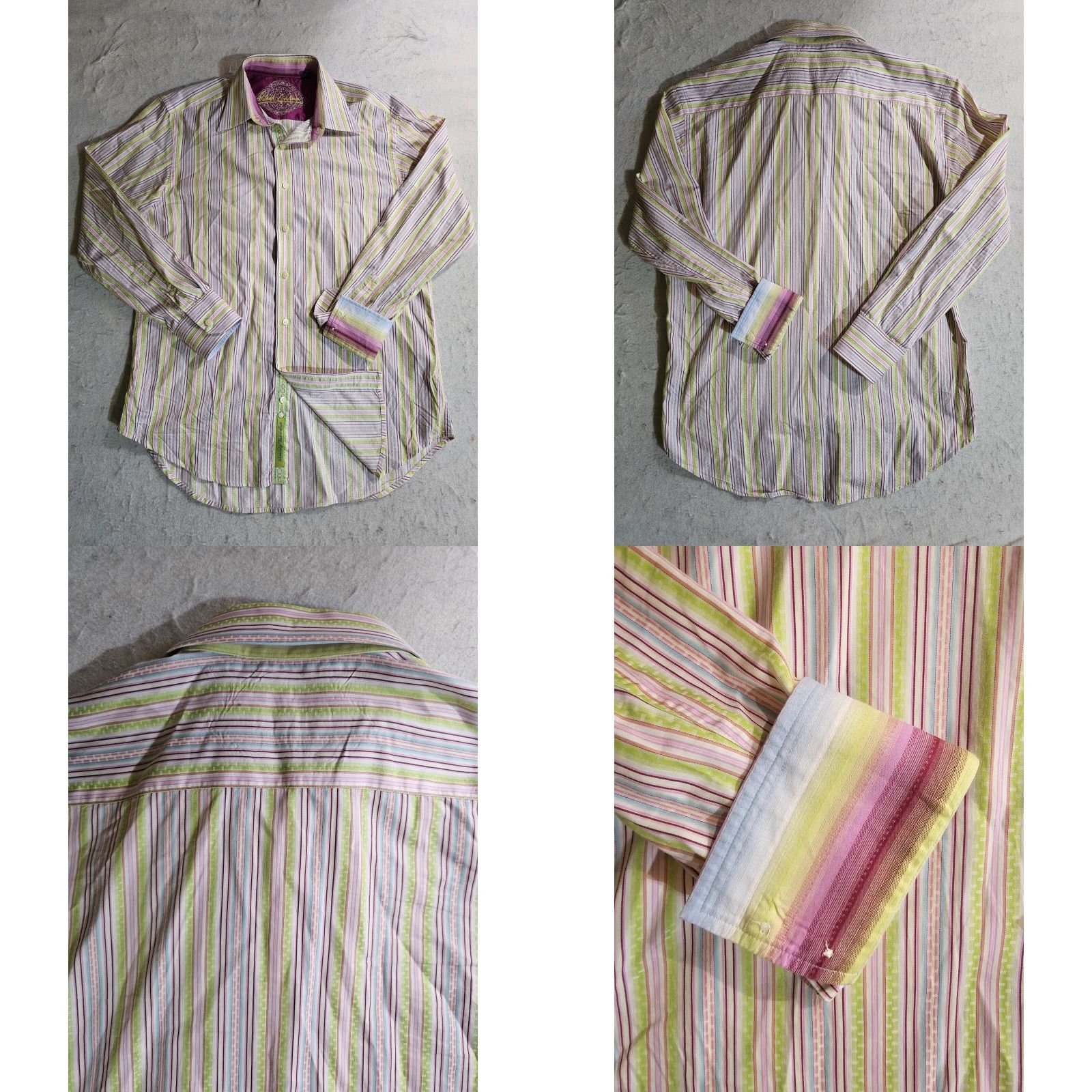 Robert Graham Robert Graham Signature Button Up Dress Shirt Multicolor Design Barrel Cuffs Lg Mens Size 42R - 8 Thumbnail