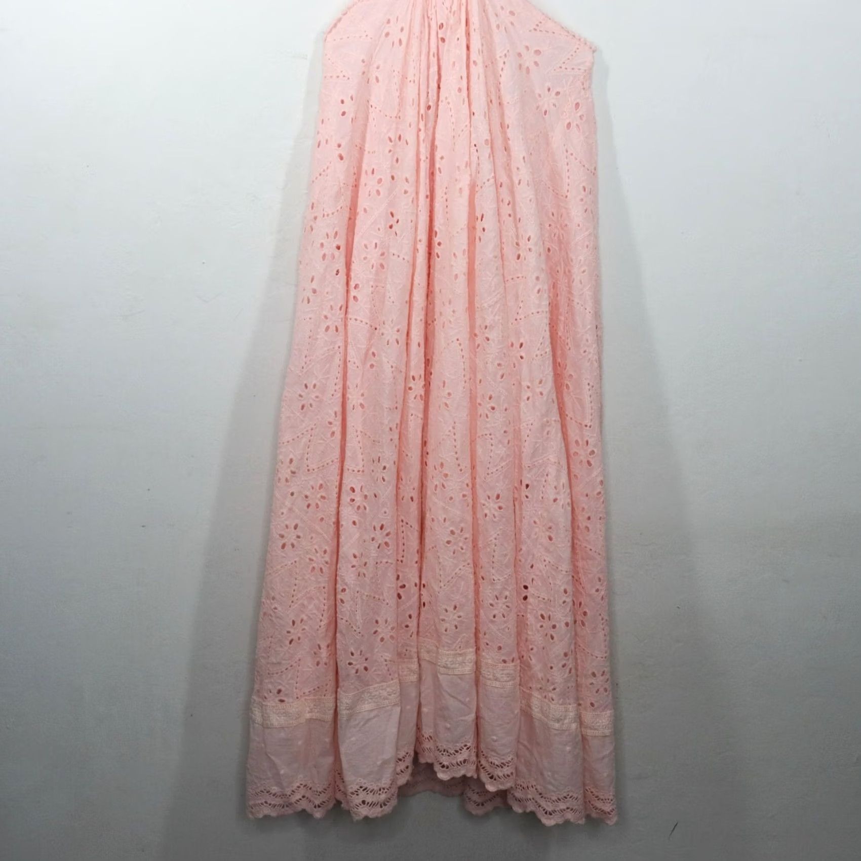 Pinko Amable by Mable Maxi Dress Womens Size Small Pink Cut Out Eyelet Puff Sleeve NWT Size S Pink Puff Sleeve Cotton Blend Round Neck NWT Women Dress Long Size S / US 4 / IT 40 - 4 Thumbnail