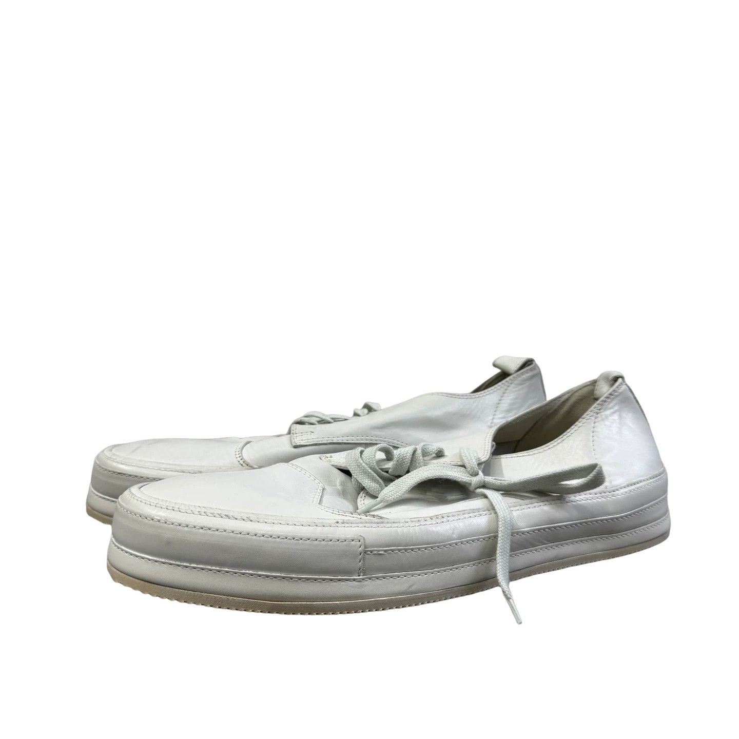 Ann Demeulemeester Ann Demeulemeester White Leather Lace-Up Shoes 41 Size US 8 / EU 41 - 1 Thumbnail