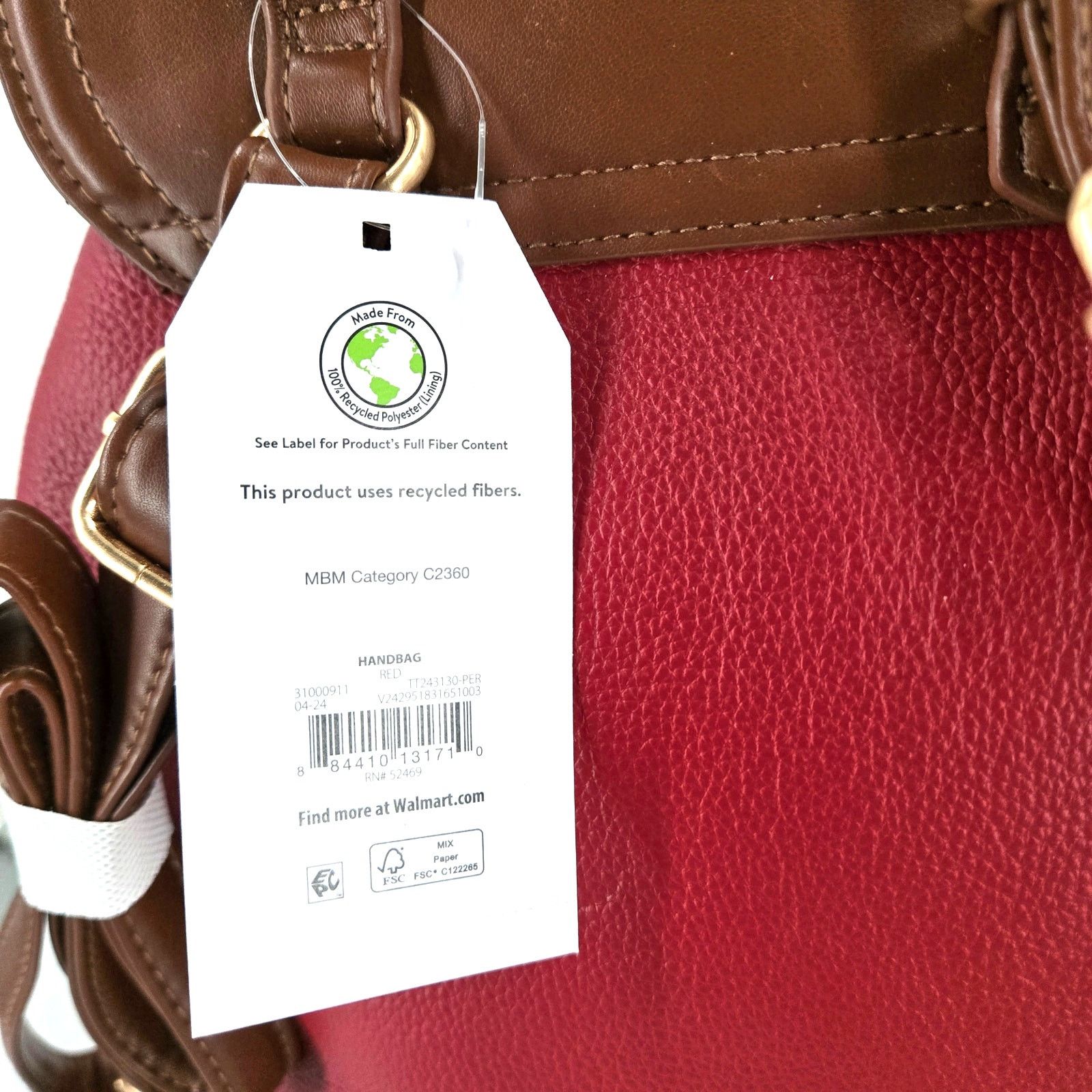 Walmart Time & Tru Gabriella Drawstring Backpack Persimmon/Chestnut Size ONE SIZE - 12 Thumbnail