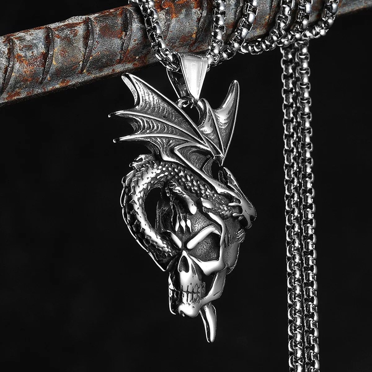 Other Dragon Skull Gun Pendant Accessories Necklace Gifts For Him Size ONE SIZE - 3 Thumbnail