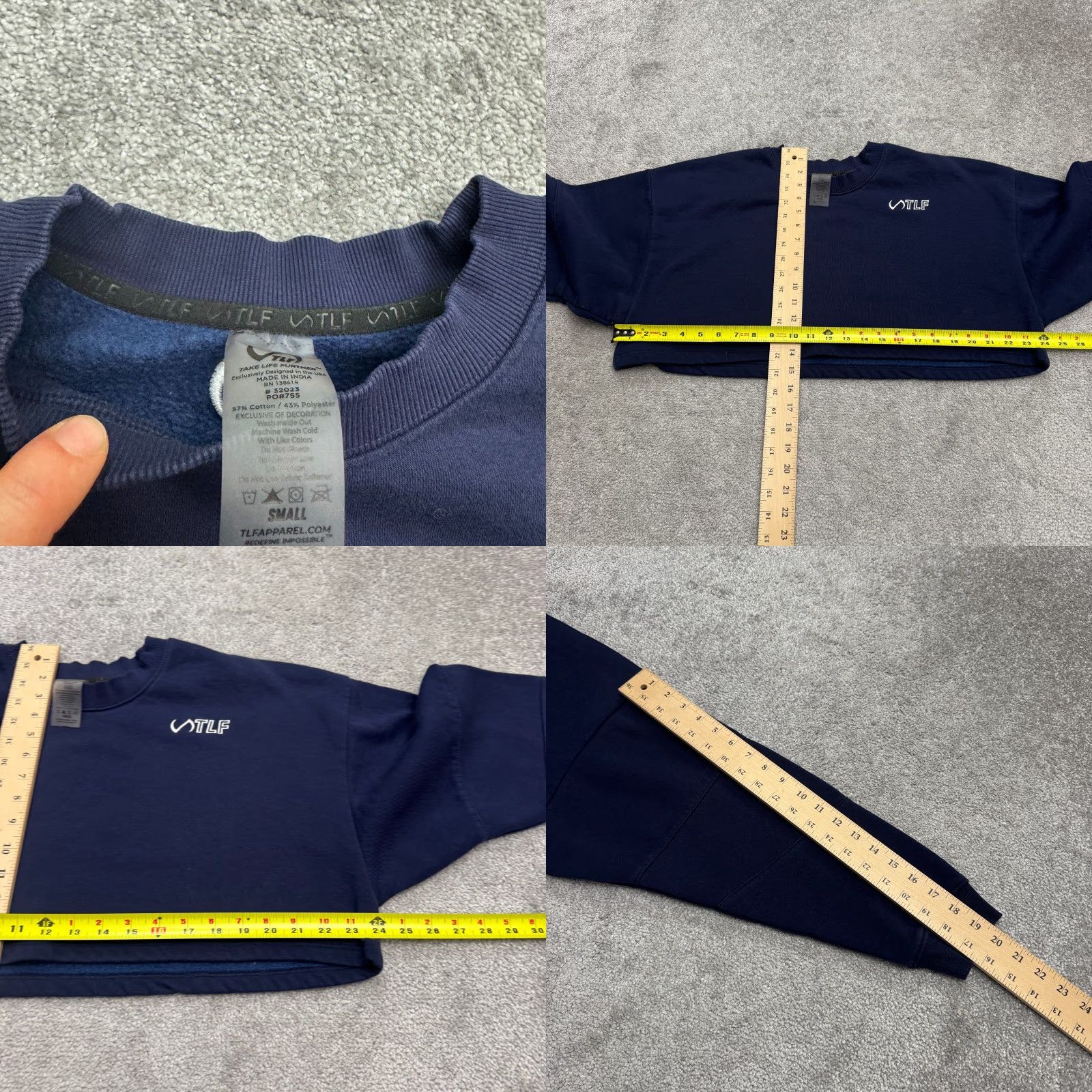 Vintage TLF Cropped Pullover Sweatshirt Womens Small Navy Blue Crew Neck Boxy Casual Shirt Size S / US 4 / IT 40 - 8 Thumbnail