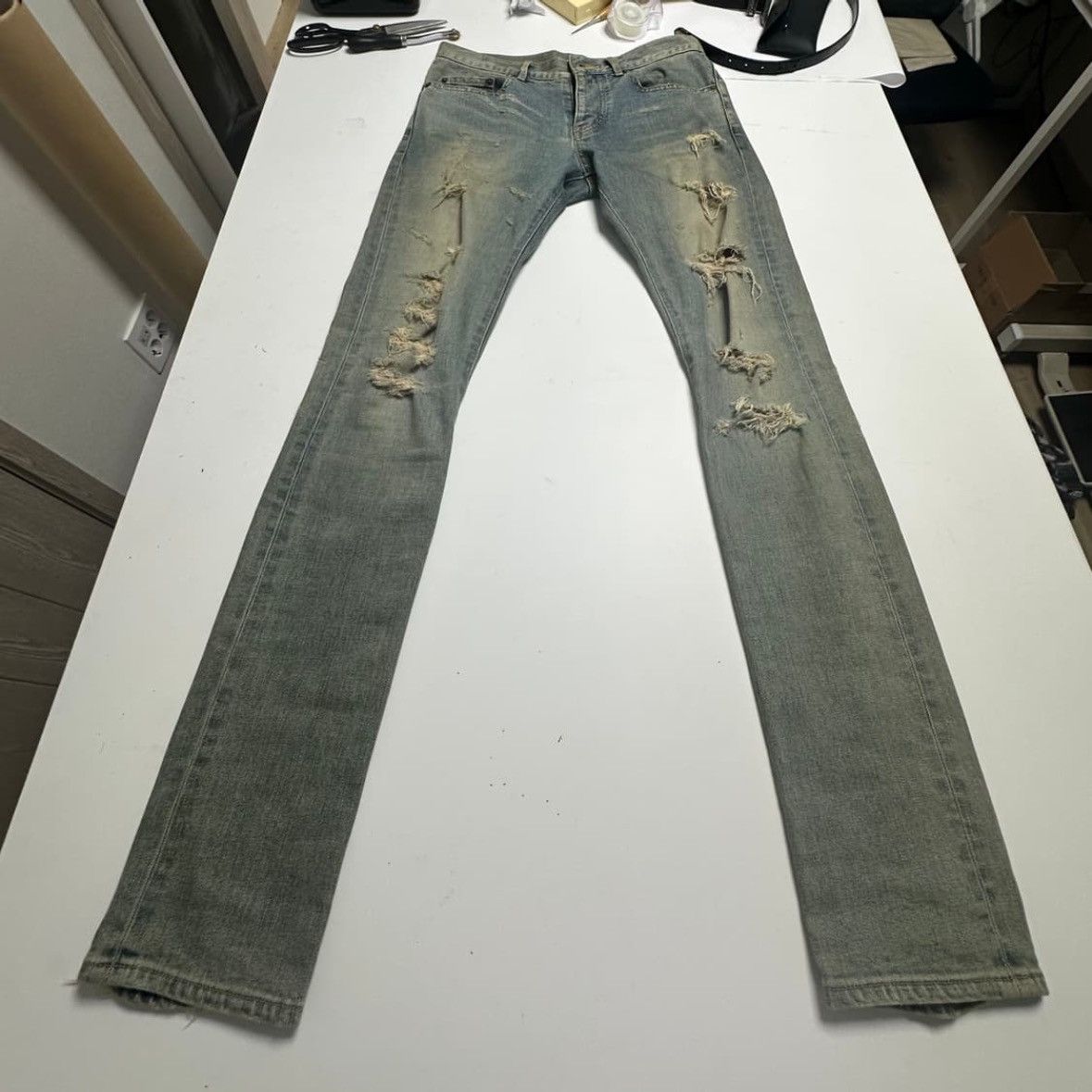 Saint Laurent Paris Saint Laurent Hedi Slimane Destroyed Jean Size US 29 - 1 Thumbnail