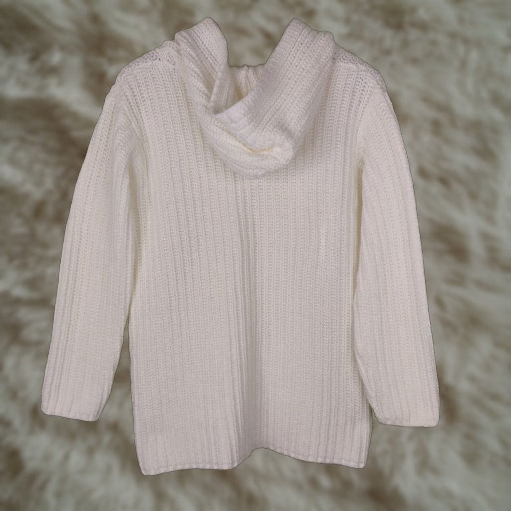 Vintage VINTAGE 525 Long Sleeve Cardigan Hoodie Heavy Knit Sweater Small White Pockets Size S / US 4 / IT 40 - 1 Thumbnail