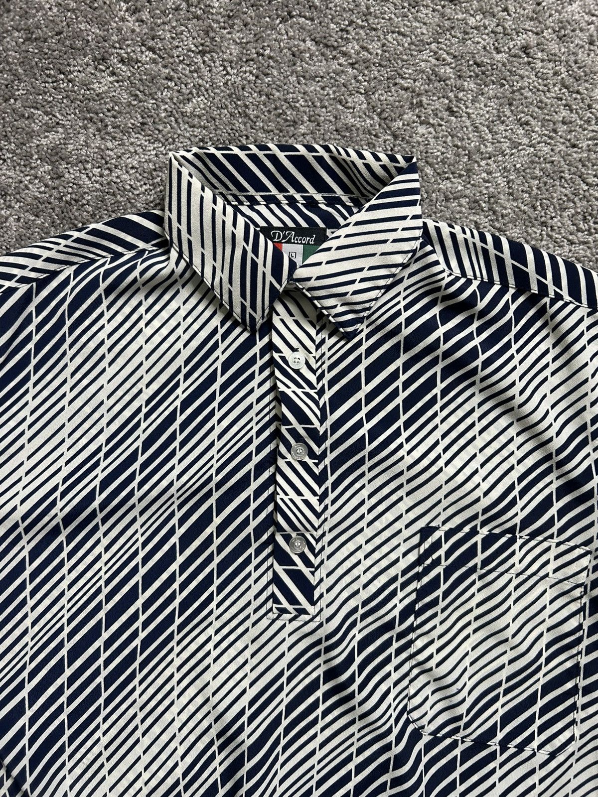 Vintage Vintage 80s/90s D’Accord Polo Shirt Navy White Made in USA Size US L / EU 52-54 / 3 - 2 Thumbnail