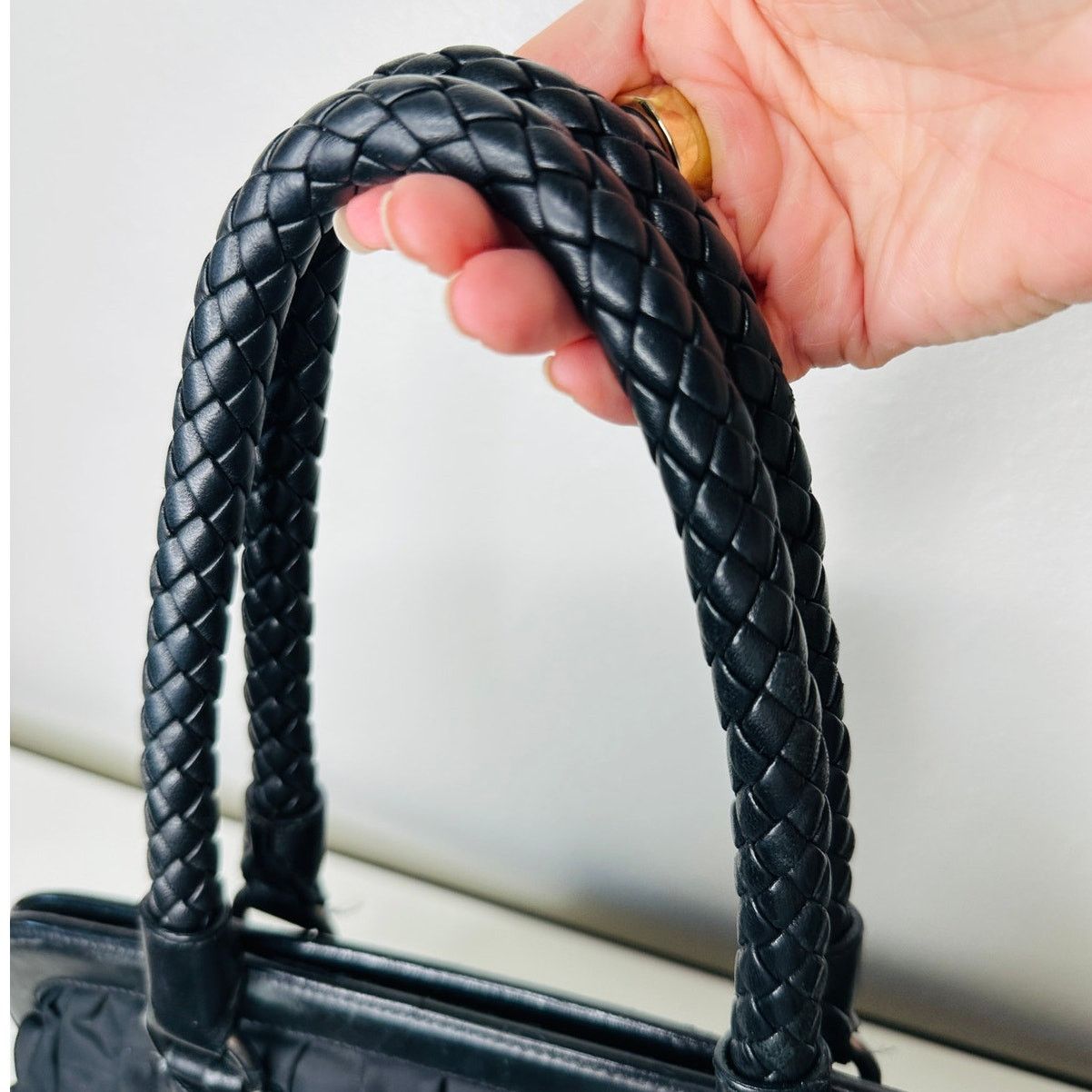 Prada Prada Vintage 90s Black Nylon Leather Buckle Braided Handle Size ONE SIZE - 6 Thumbnail