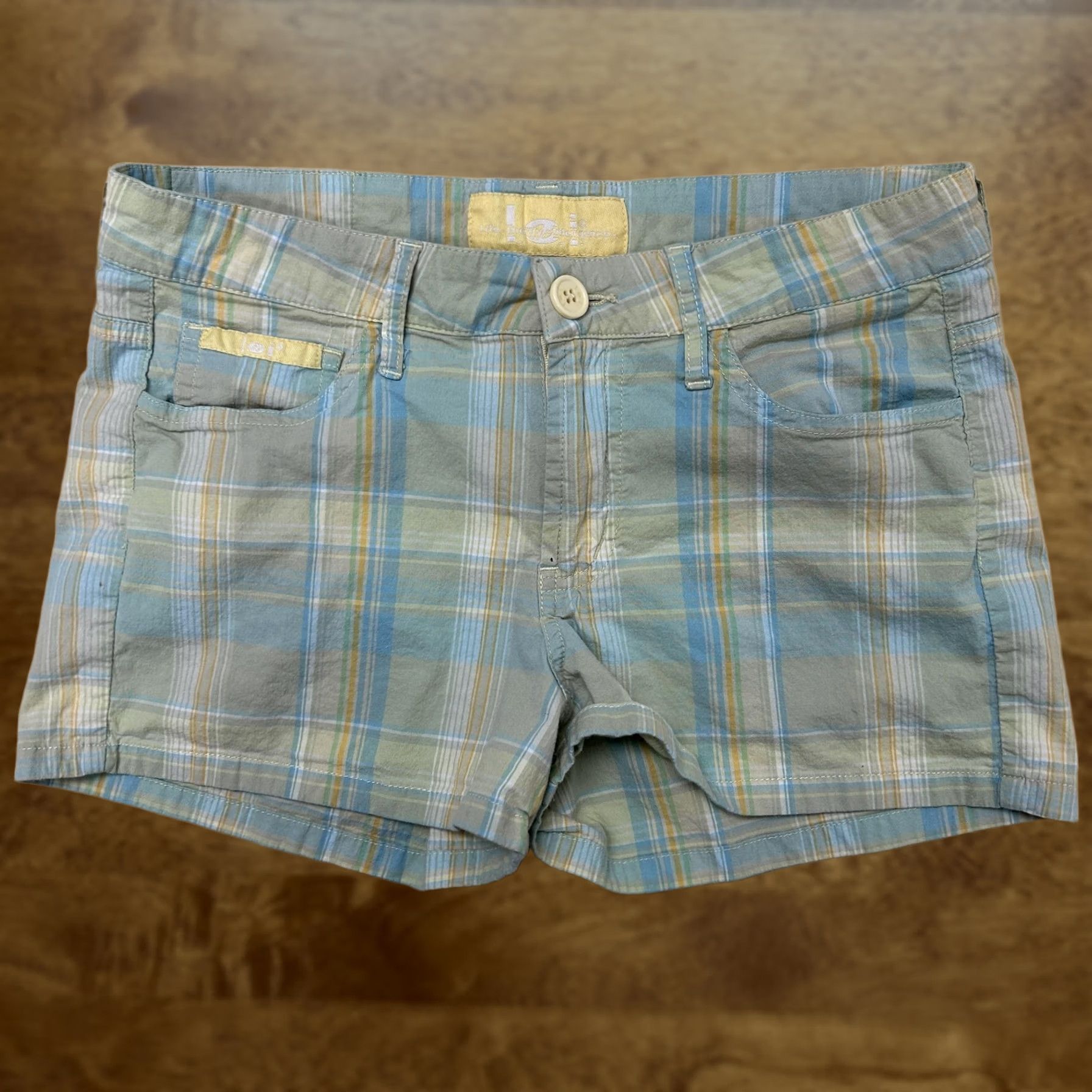 L.E.I. L.e.i. Shorts Womens 7 Blue Plaid Twill Chino Flat Stretch Casual Summer Size 28" / US 6 / IT 42 - 1 Thumbnail