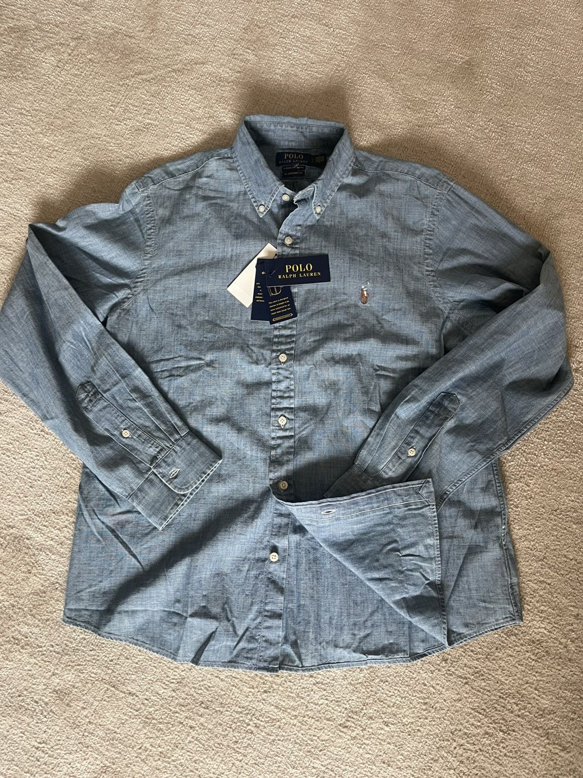 Polo Ralph Lauren Polo Ralph Lauren mens chambray indigo shirt L New Size US L / EU 52-54 / 3 - 3 Thumbnail