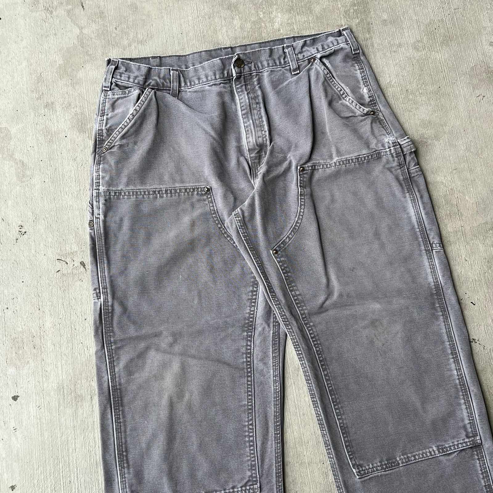 Carhartt × Vintage Carhartt faded gray double knee work wear carpenter pants Size US 35 - 2 Thumbnail