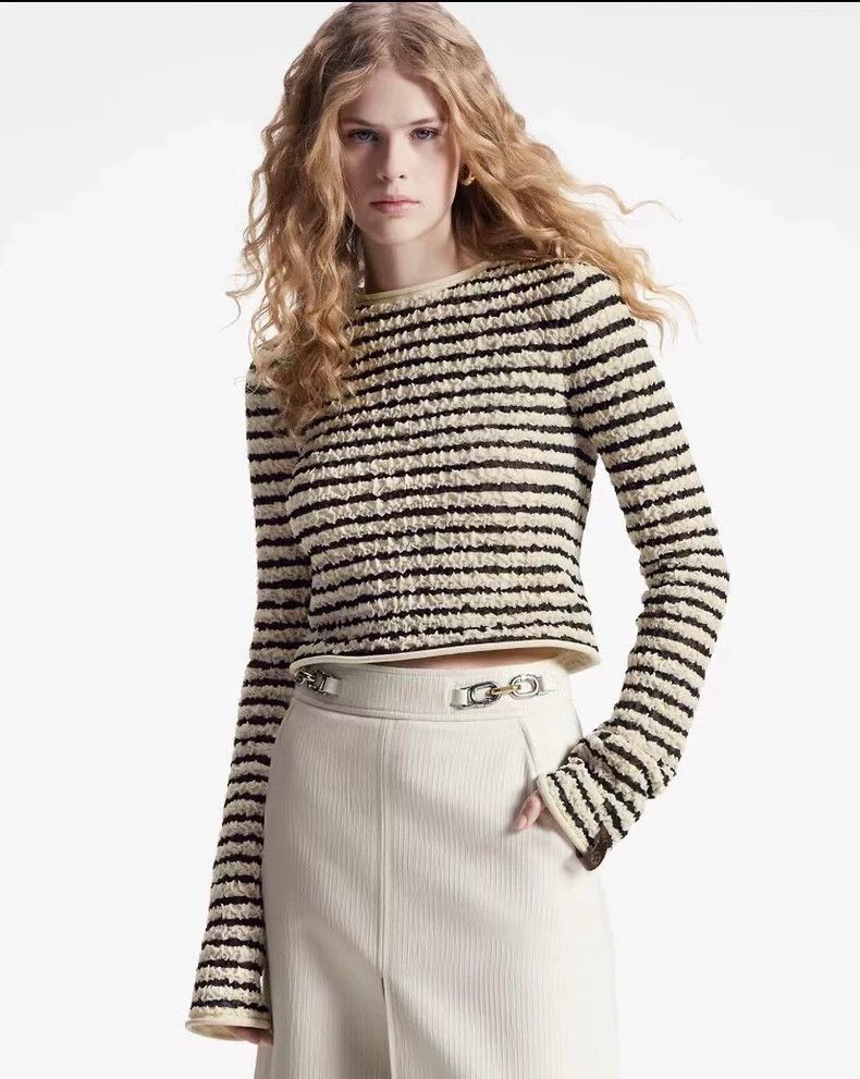 Louis Vuitton Louis Vuitton Color-block pleated striped crewneck long-sl Size S / US 4 / IT 40 - 9 Thumbnail