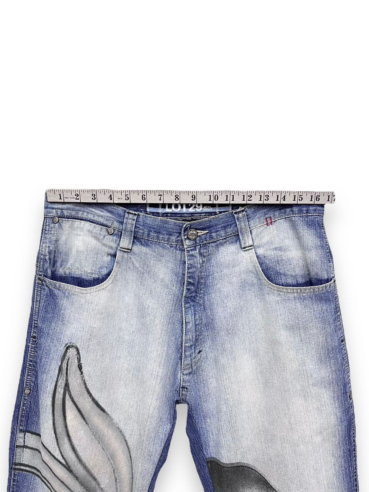 Number (N)ine FYE🔥Vintage LOT29 x LOONEY TUNES Big Print Distressed Denim Size US 33 - 12 Thumbnail