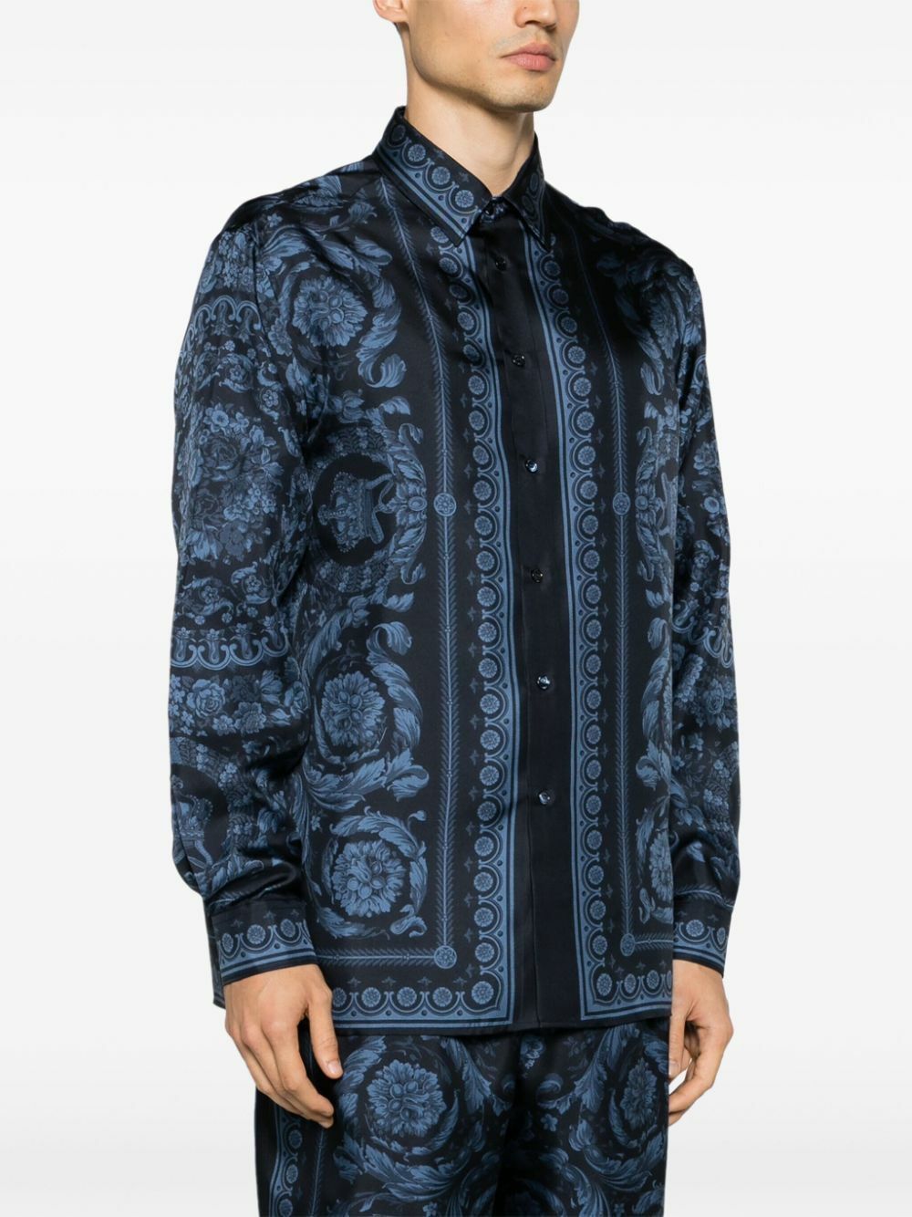 Versace o1y0525 Patterned Shirt in Midnight Blue Size US M / EU 48-50 / 2 - 3 Thumbnail