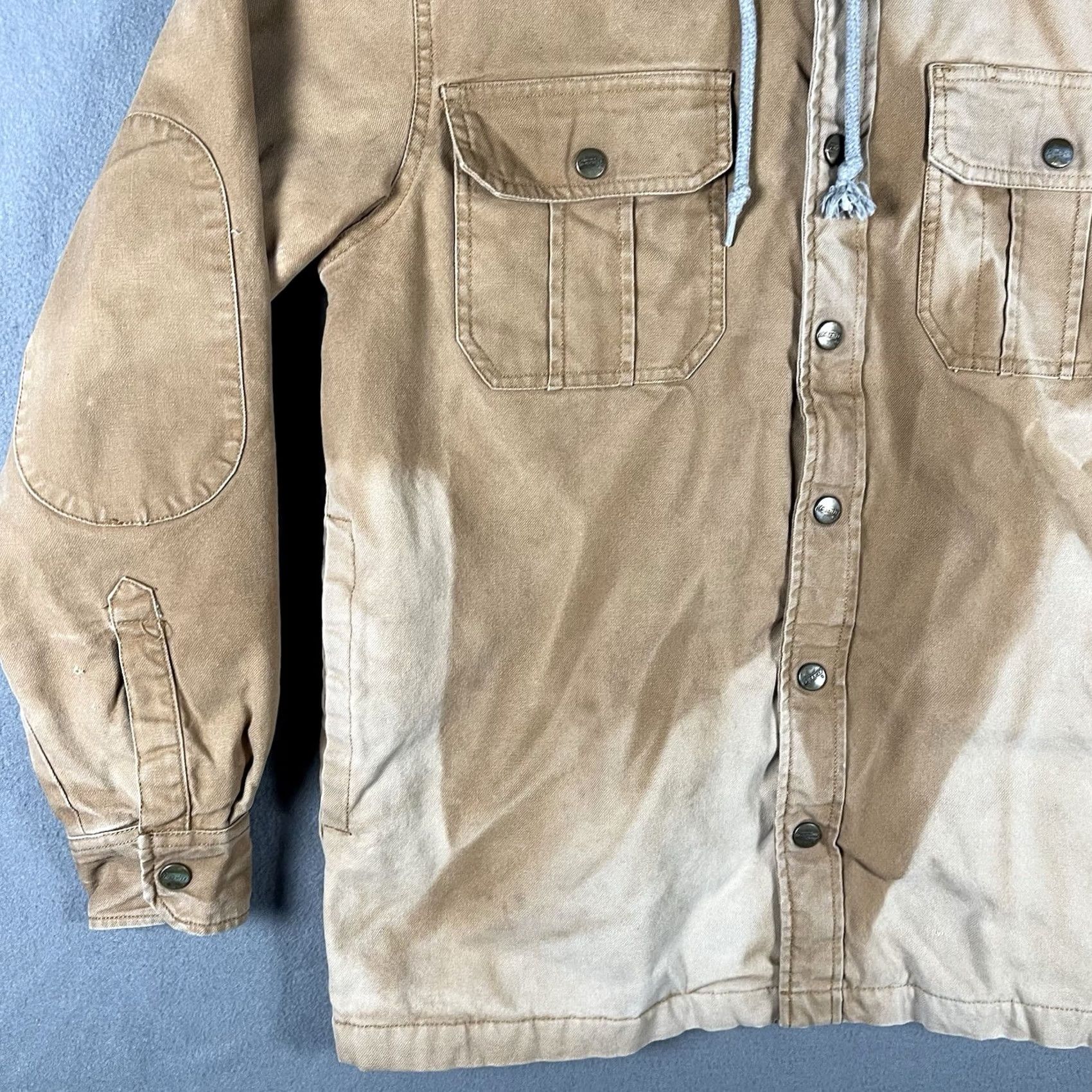 Dickies VINTAGE Dickies Jacket Small Brown Canvas Quilt Lined Hood Zip/Snap Distressed Men's Overcoat Pockets Fall Winter Size US S / EU 44-46 / 1 - 5 Thumbnail