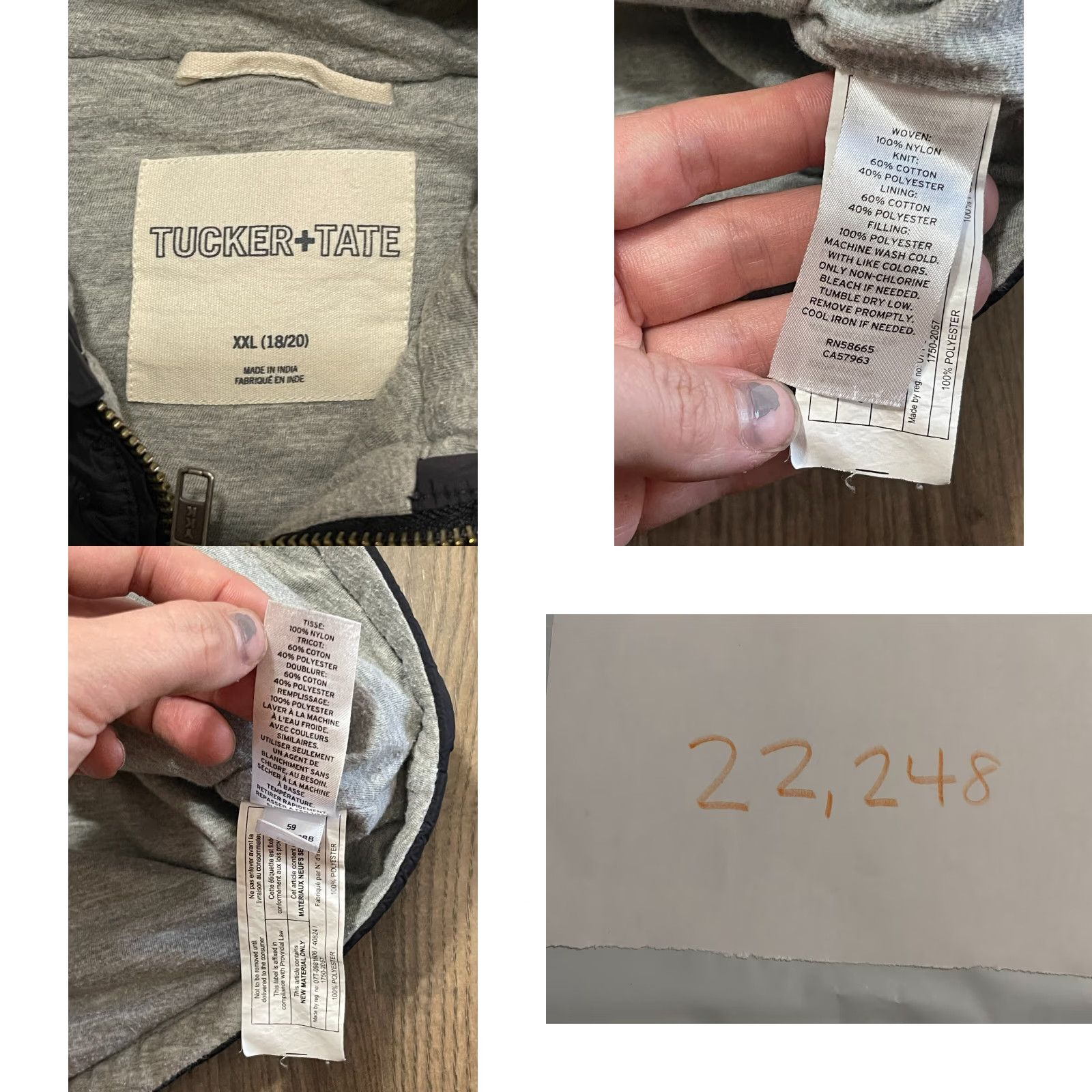 Vintage Tucker + Tate Hoodie Women XXL Gray Black Full Zip Sweatshirt Womens Size XXL / US 16-18 / IT 52-54 - 8 Thumbnail