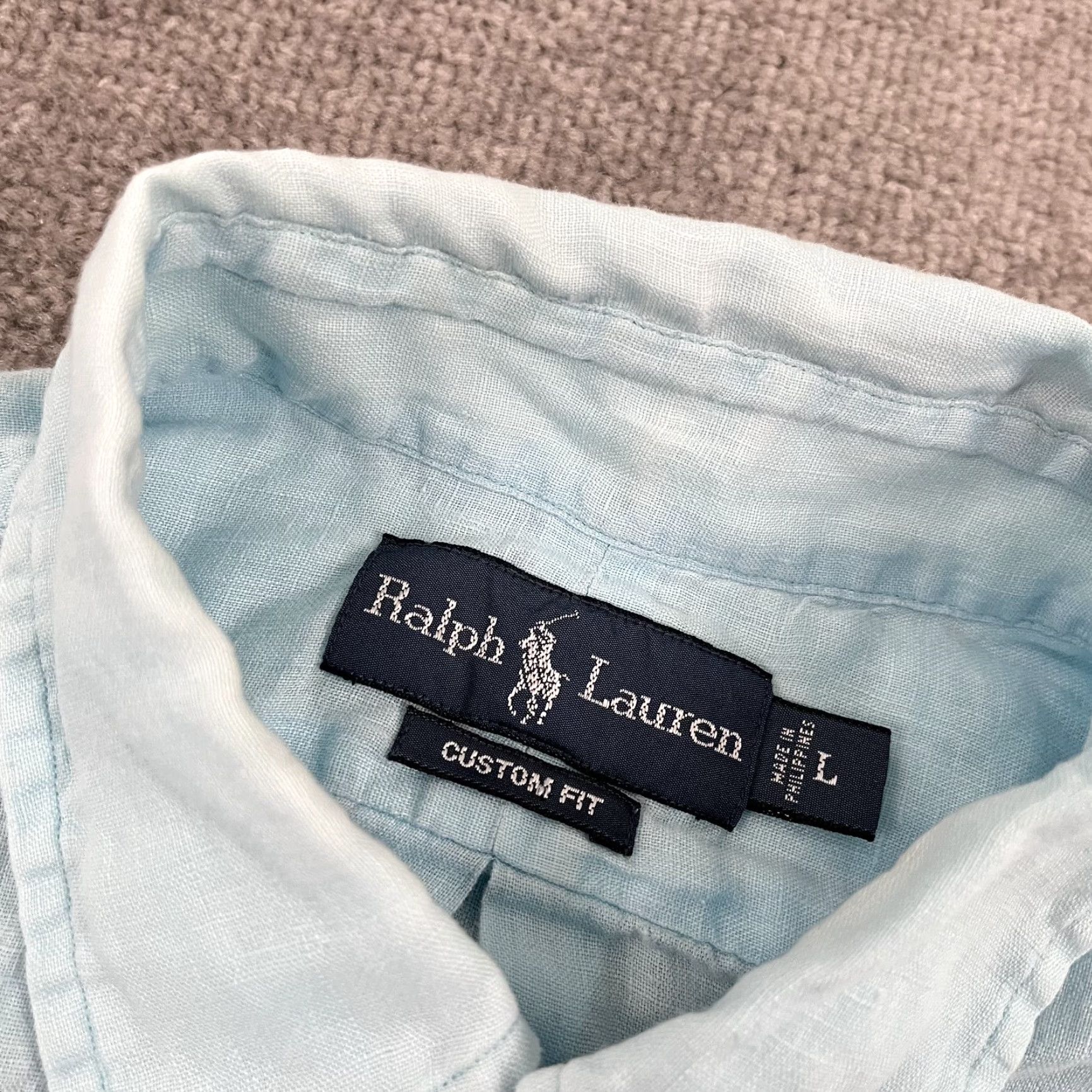 Ralph Lauren Ralph Lauren Button-Up Shirt Mens Medium Icy Blue 100% Linen Short Sleeve Preppy Size US M / EU 48-50 / 2 - 3 Thumbnail