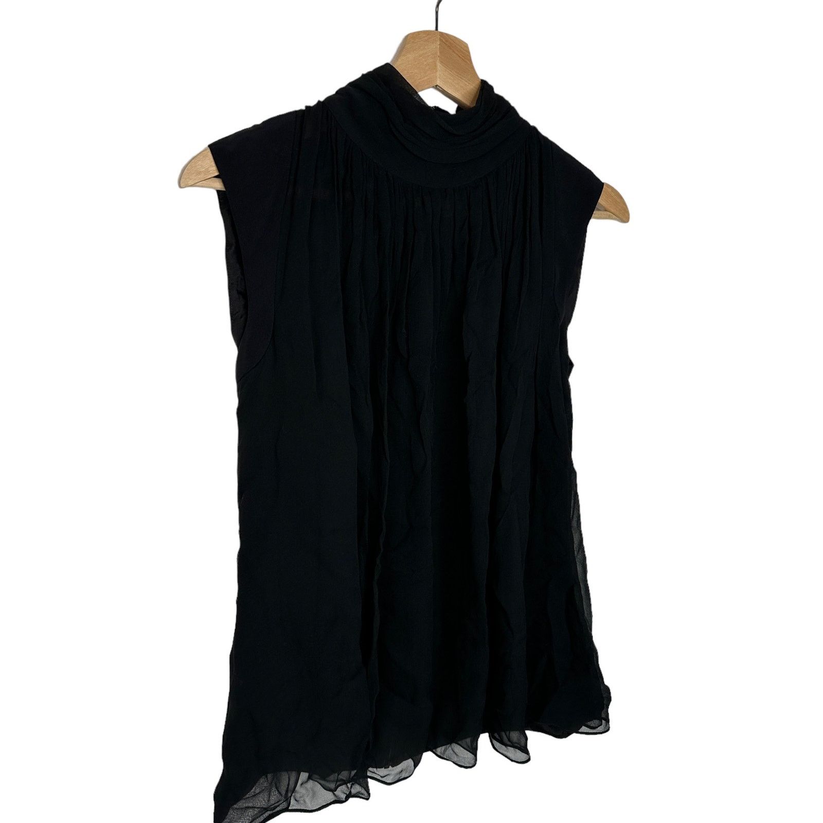 Drew Just Drew NYC Black Sheer Top Sleeveless Pleated 4 Size S / US 4 / IT 40 - 2 Thumbnail
