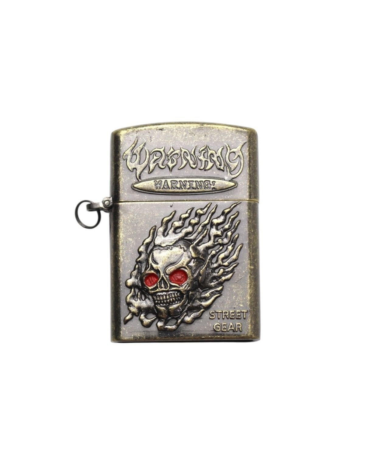Japanese Brand 2000S JAPANESE MADE WARNING SKULL STREET GEAR BRONZE LIGHTER Size ONE SIZE - 1 Thumbnail