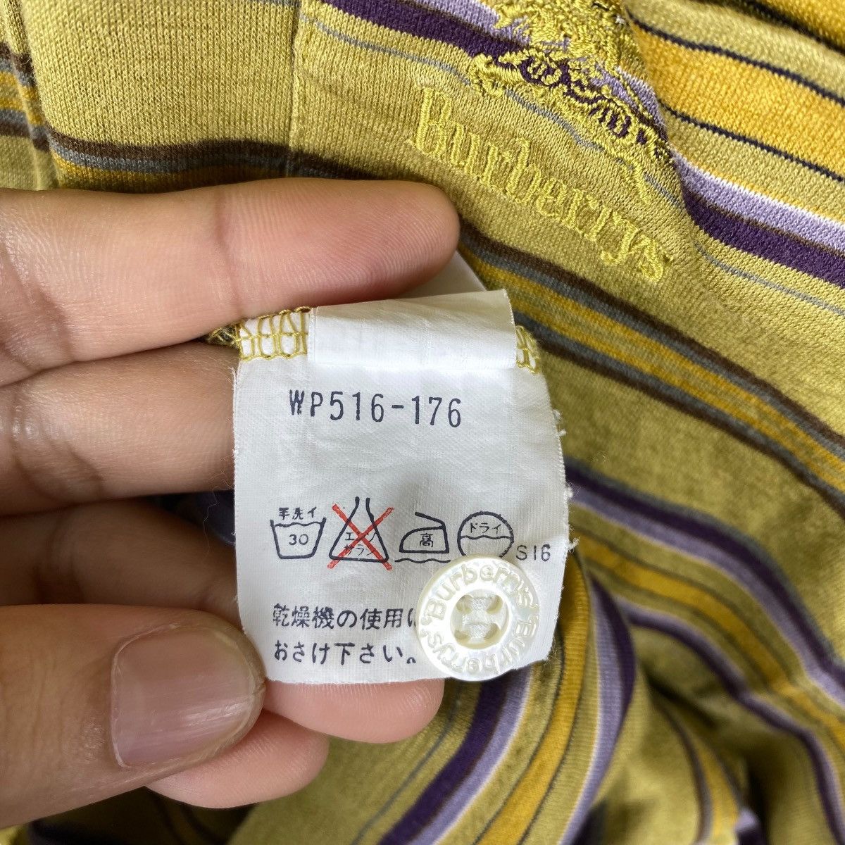 Burberry × Vintage Vintage 90's BURBERRYS Striped Pocket Polo Shirt Medium Size Size US M / EU 48-50 / 2 - 7 Thumbnail