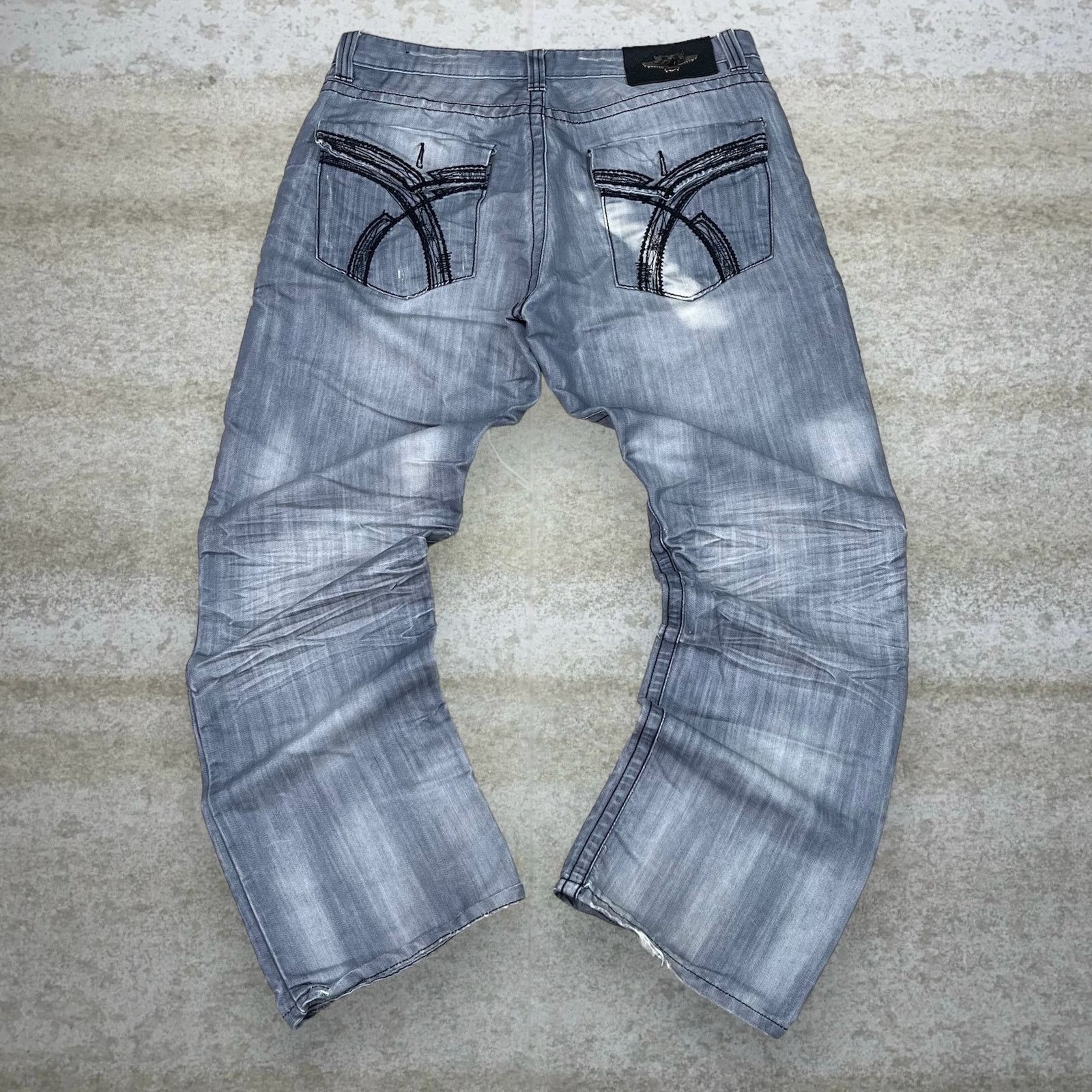 Japanese Brand × Vintage Crazy Vintage Y2K Skater Wide Leg Jean Light Grey Wash Baggy Size US 36 / EU 52 - 1 Thumbnail