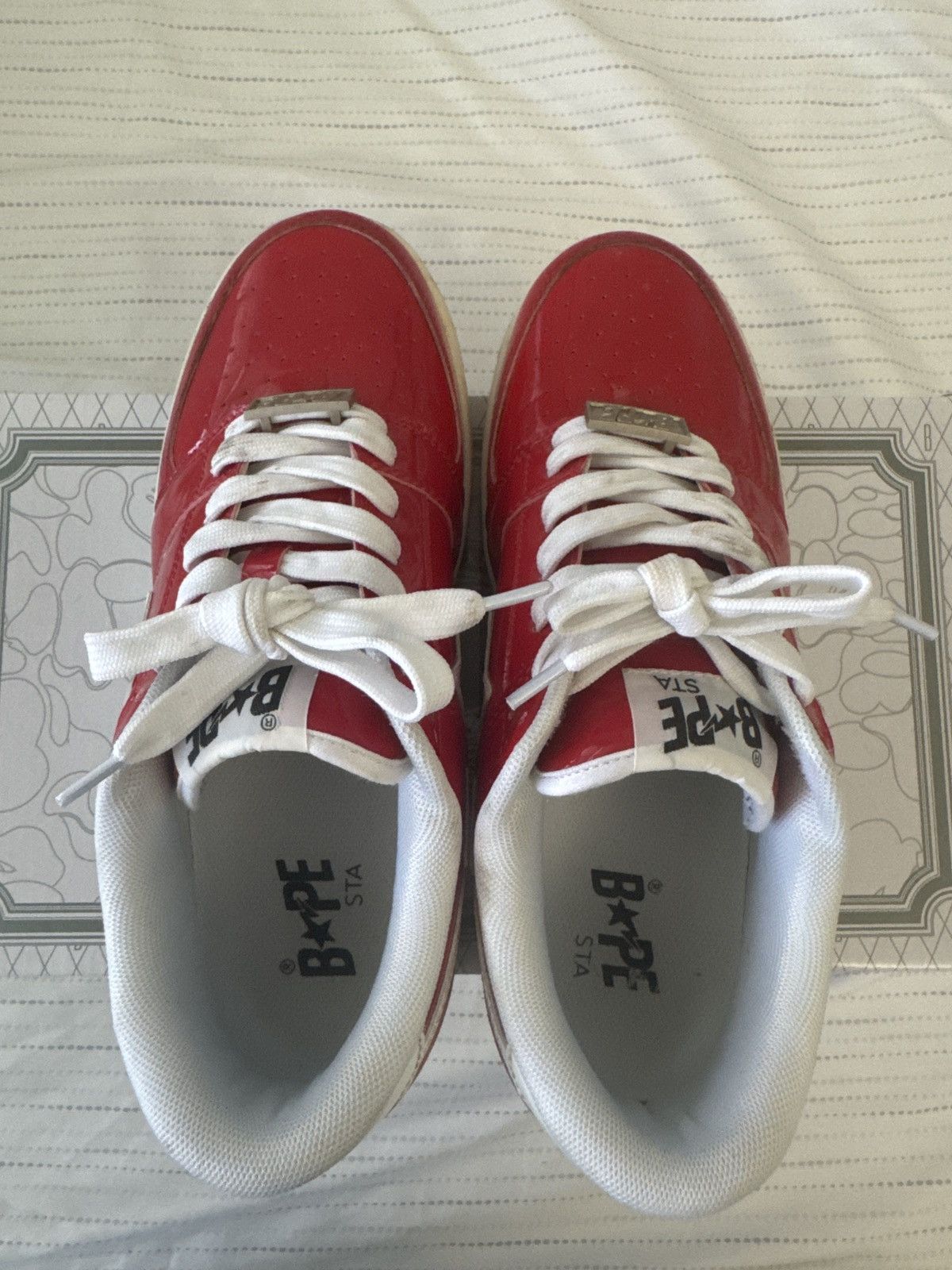 Bape Bapesta Red Patent Leather Size US 8.5 / EU 41-42 - 7 Thumbnail