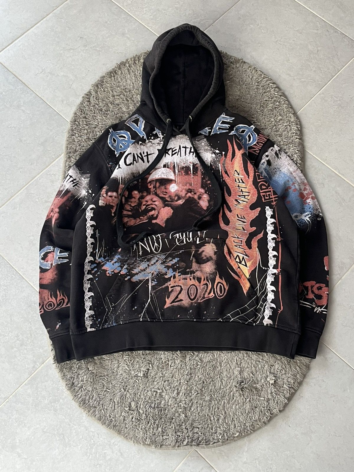 DEFEND PARIS Vintage Hoodie Defent Paris Over print Y2K style Size US L / EU 52-54 / 3 - 1 Thumbnail