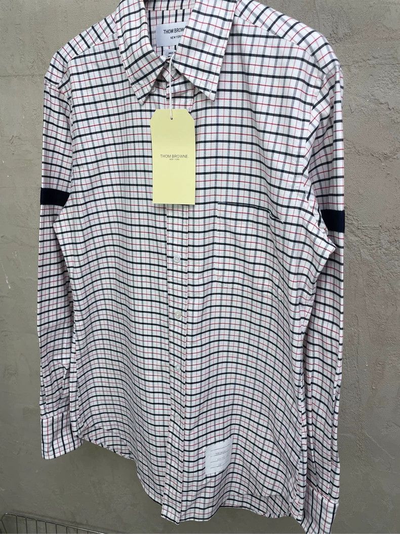 Thom Browne Thom browne White, black and red plaid double-sleeved shirt Size US L / EU 52-54 / 3 - 3 Thumbnail