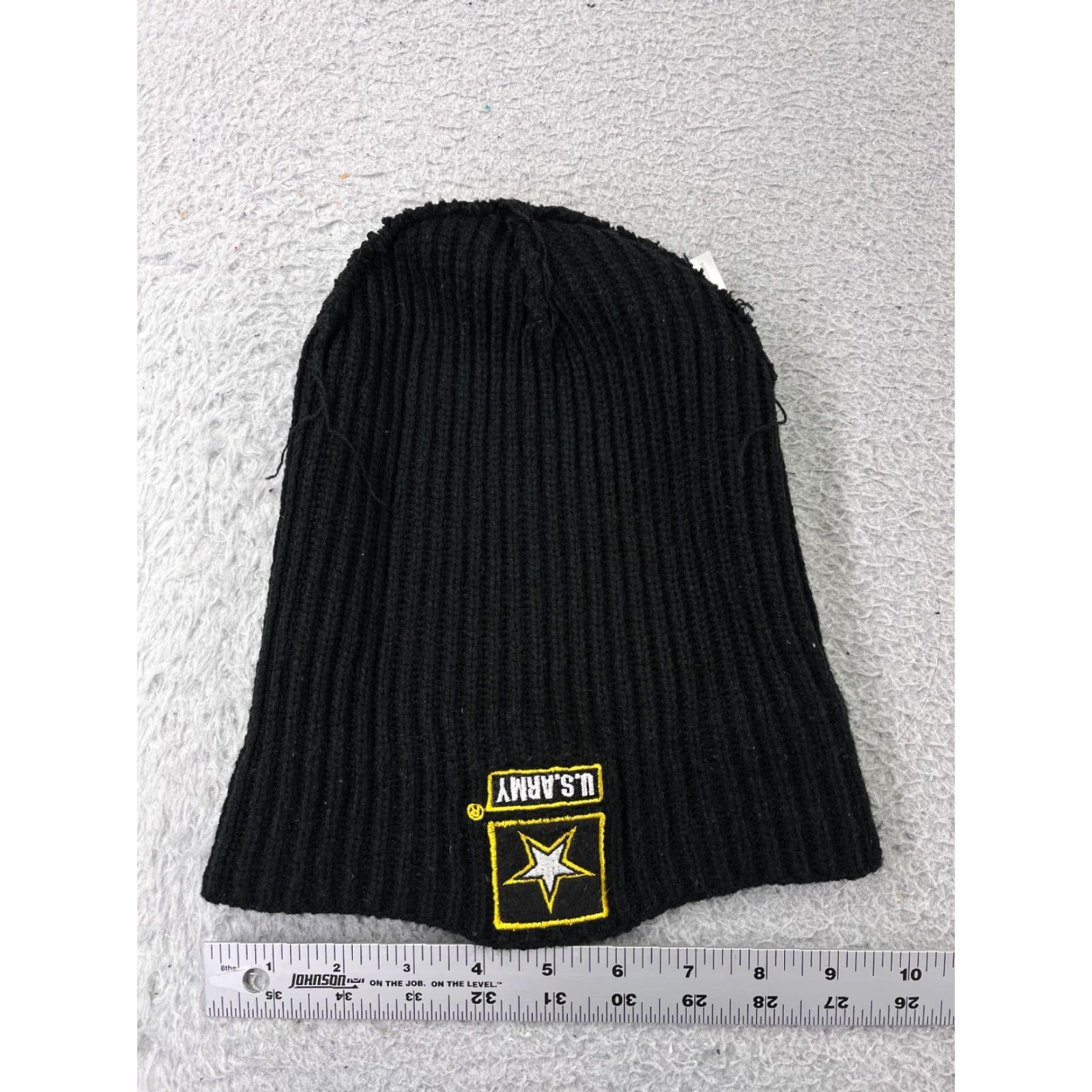 Vintage US Army Beanie Toque One Size Adult Black Yellow Knit 100% Acrylic Snow Ski Warm Size ONE SIZE - 4 Thumbnail