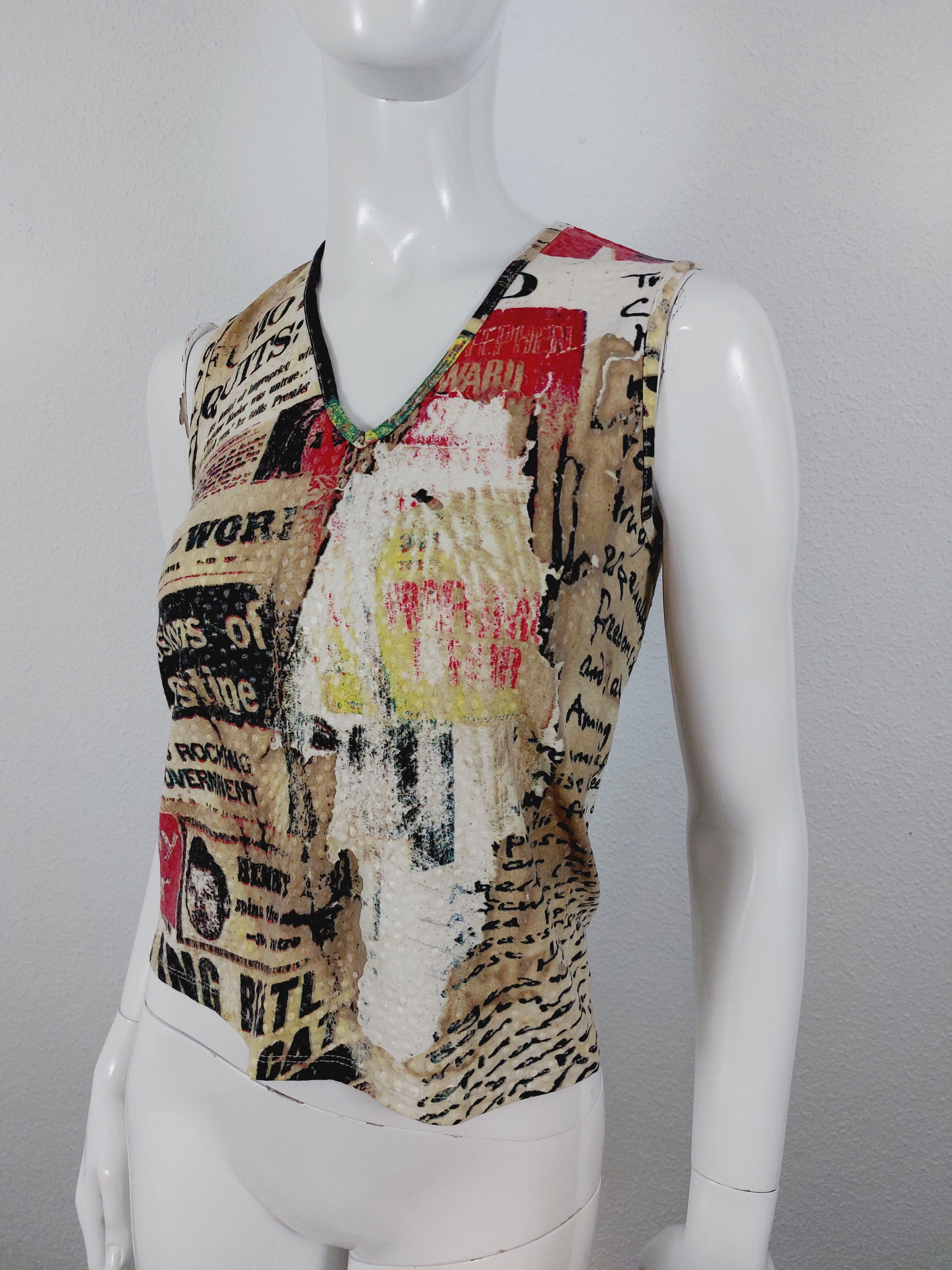 Roberto Cavalli Roberto Cavalli Newspaper Gazette Galliano Stamp Top Size S / US 4 / IT 40 - 7 Thumbnail