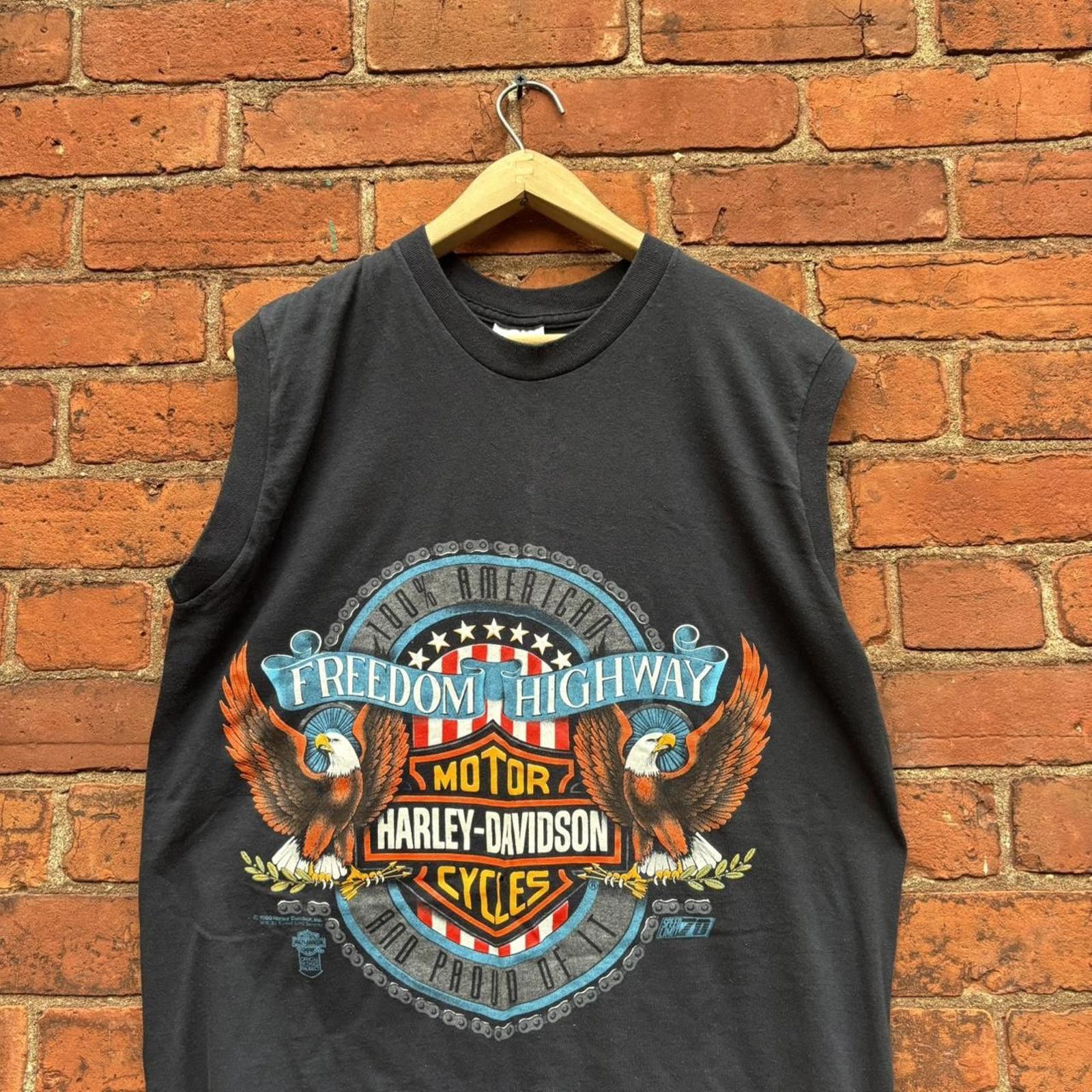 Harley Davidson Vintage Harley Davidson freedom highway tank top 1990 L Size US L / EU 52-54 / 3 - 2 Thumbnail