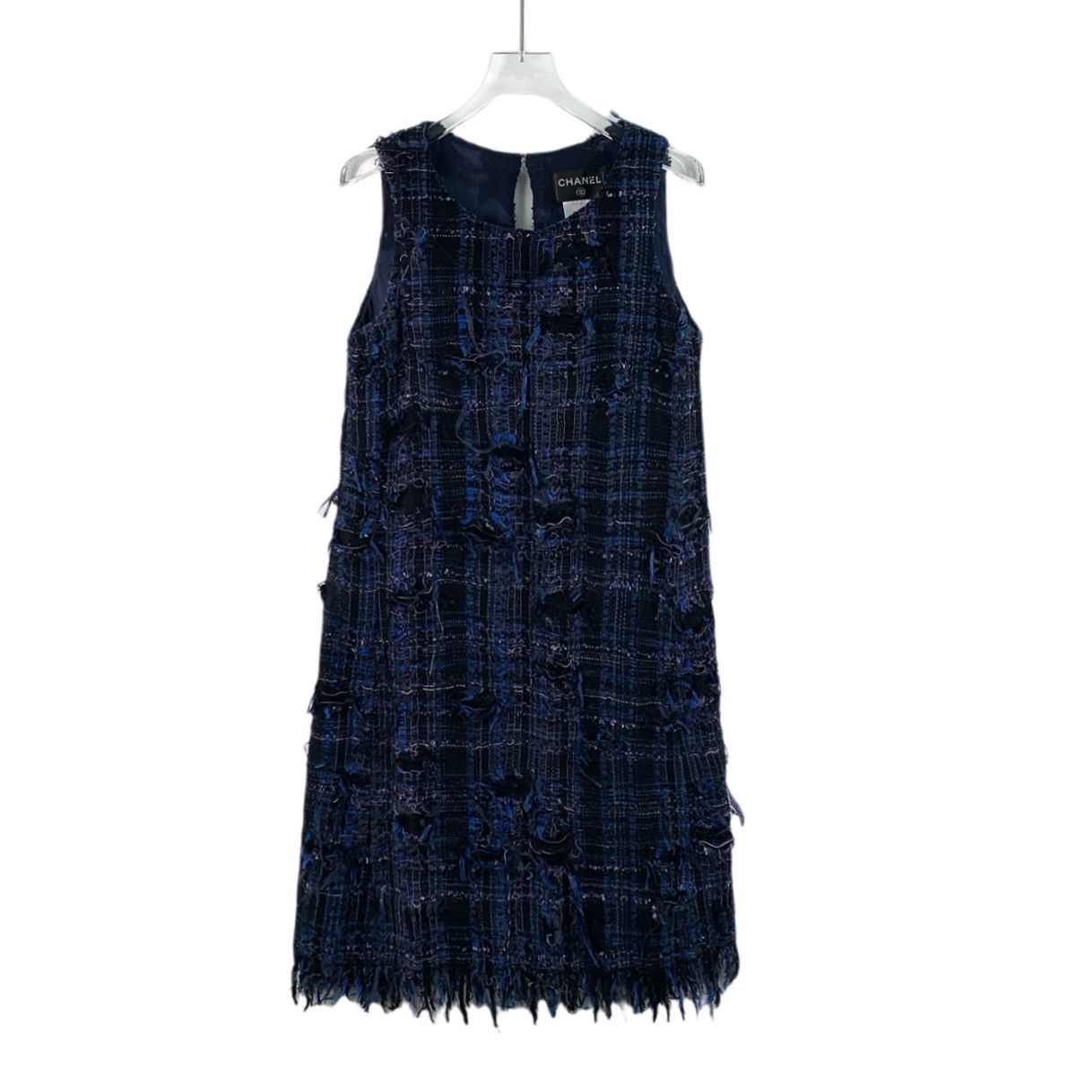 Chanel Chanel Dark Blue Sleeveless Woven Tweed Tassel Dress K26WX Size XS / US 0-2 / IT 36-38 - 1 Thumbnail