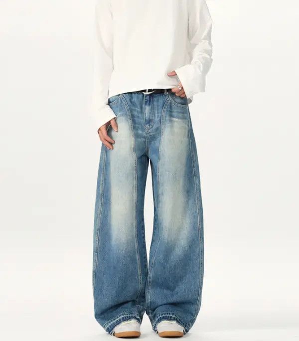 Japanese Brand Blue lightning three-dimensional tailoring baggy jeans men Size US 32 / EU 48 - 2 Thumbnail