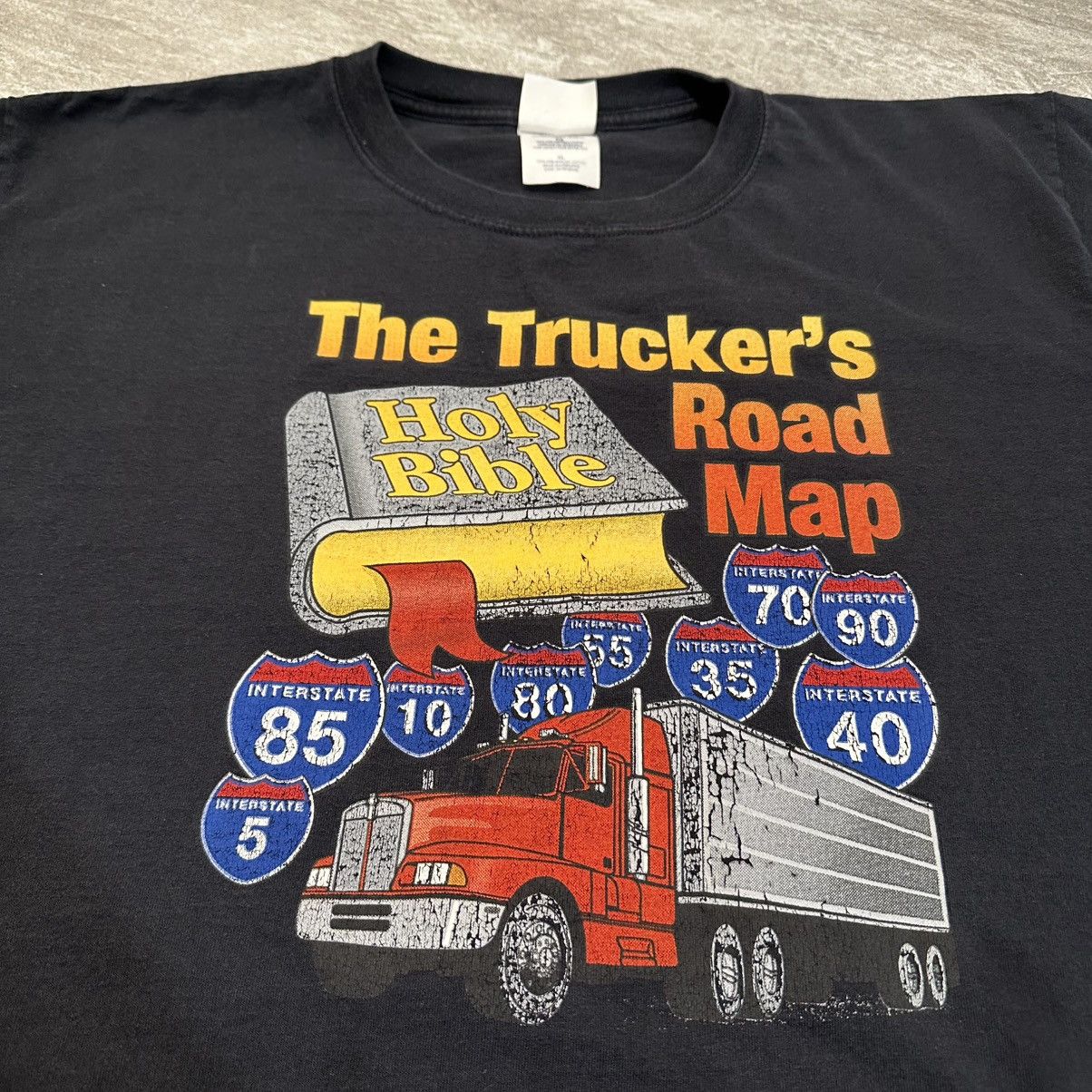 Vintage Vintage 90s Big Rig Truckers Road Map Bible Shirt Interstate Size US XL / EU 56 / 4 - 2 Thumbnail