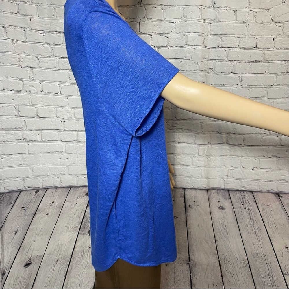 Elie Tahari NWT New Tahari Linen V-Neck Blue Top Size 2X Size XXL / US 16-18 / IT 52-54 - 3 Thumbnail