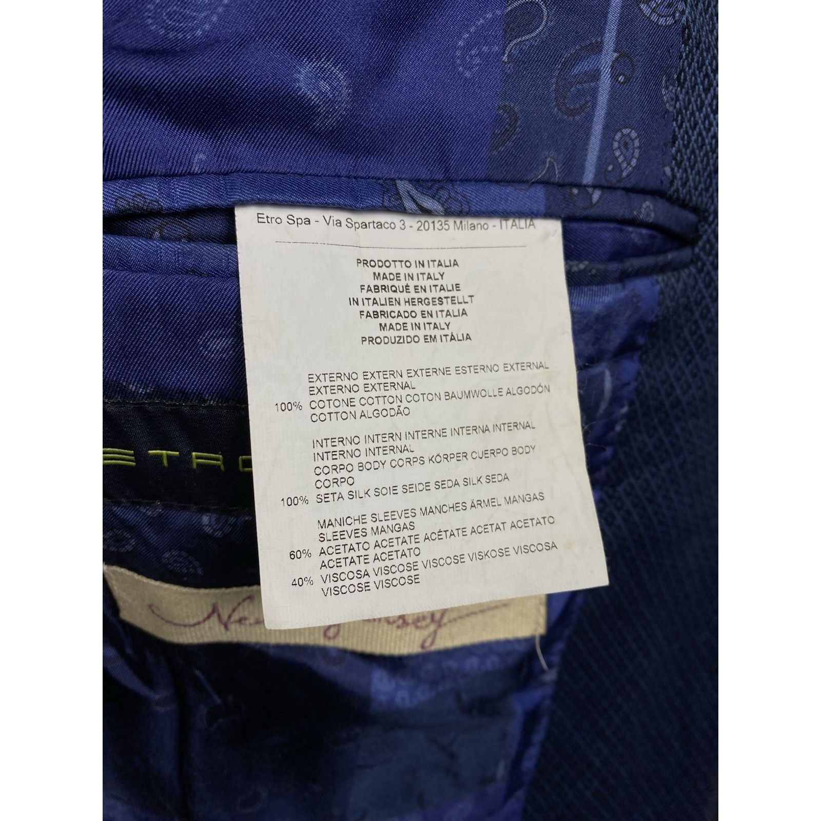 Etro ETRO Men's Blue Slim Fit Blazer Sportcoat Jacket Size 48 Size 48R - 11 Thumbnail