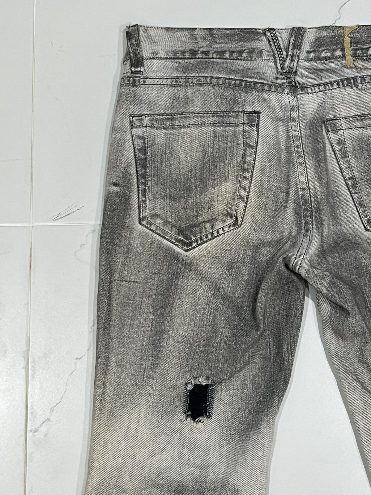 Japanese Brand FLARE💥Japan Brand Ripped Smoke Grey Flared Denim Jeans Size US 32 / EU 48 - 14 Thumbnail