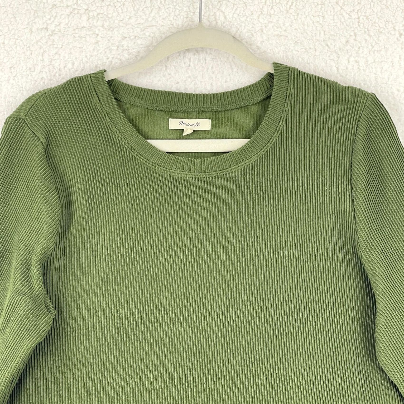 Madewell Madewell T-Shirt Womens Size XL Green Ribbed Side Knot Long Sleeve Pullover Knit Size XL / US 12-14 / IT 48-50 - 3 Thumbnail
