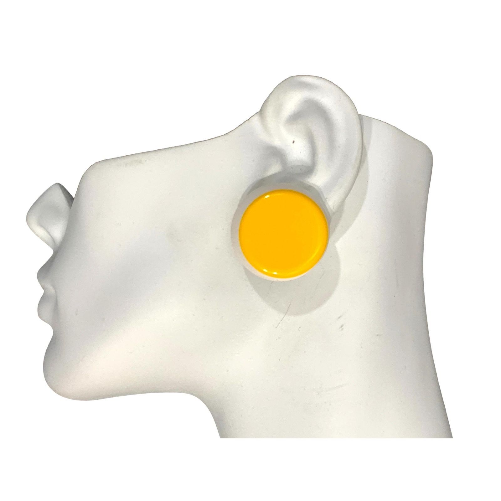 Jewelry x Vintage 60S Mod Yellow And White Egg Yolk Acrylic Earrings, Women's