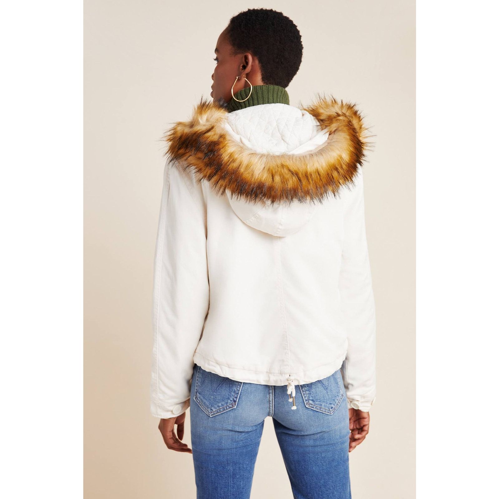 Anthropologie New On the Road Weller Faux Fur Trim Utility Jacket Size XS / US 0-2 / IT 36-38 - 4 Thumbnail