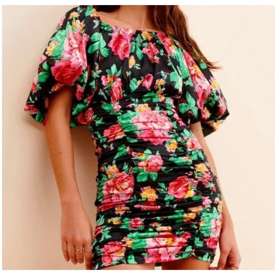 For Love & Lemons For Love and Lemons Jolie Floral Puff Sleeve Mini Dress S Size S / US 4 / IT 40 - 1 Thumbnail