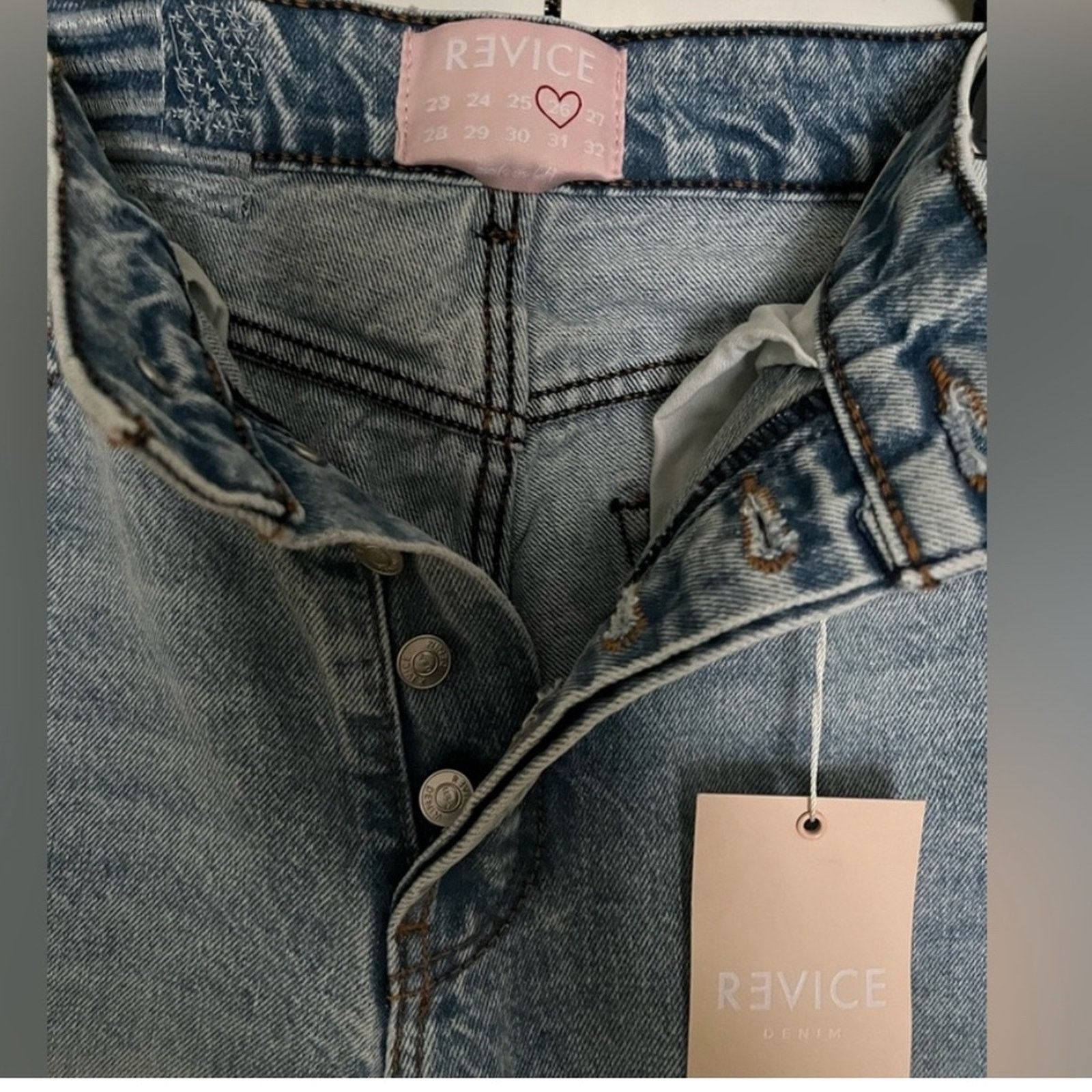 Other × Vintage NWT REVICE Denim Super 80s Jeans Jagger Wash Distressed Mom Size 26" / US 2 / IT 38 - 6 Thumbnail
