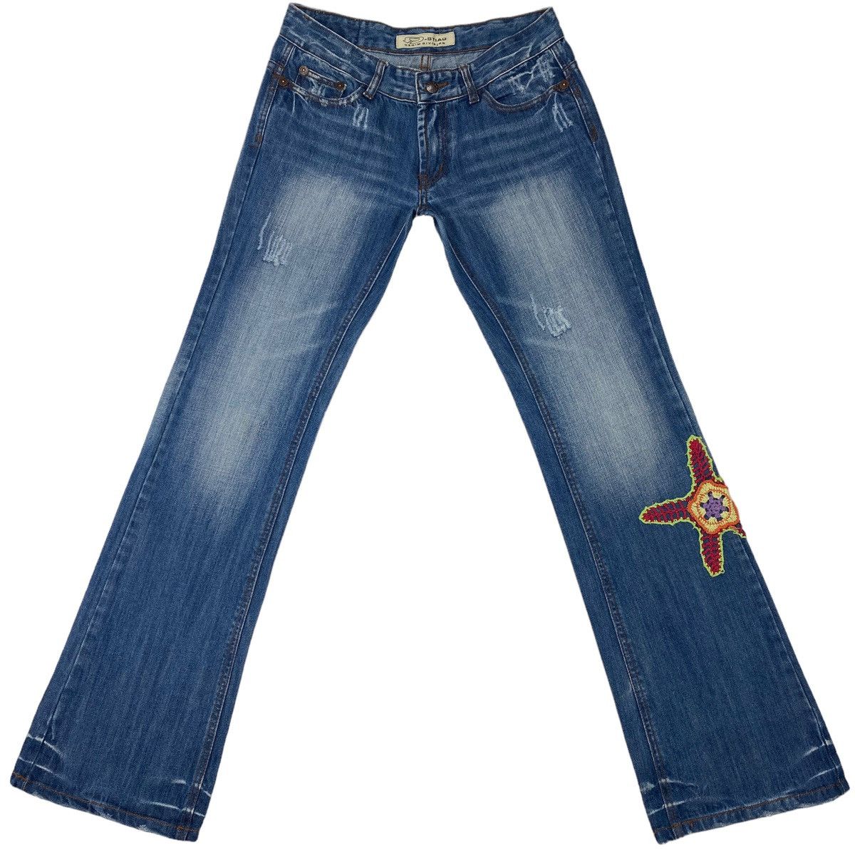 Vintage 🔥LASTDROP🔥 Y2K L Low Rise Starfish Flared Denim Jeans Pants Size 32" / US 10 / IT 46 - 3 Thumbnail