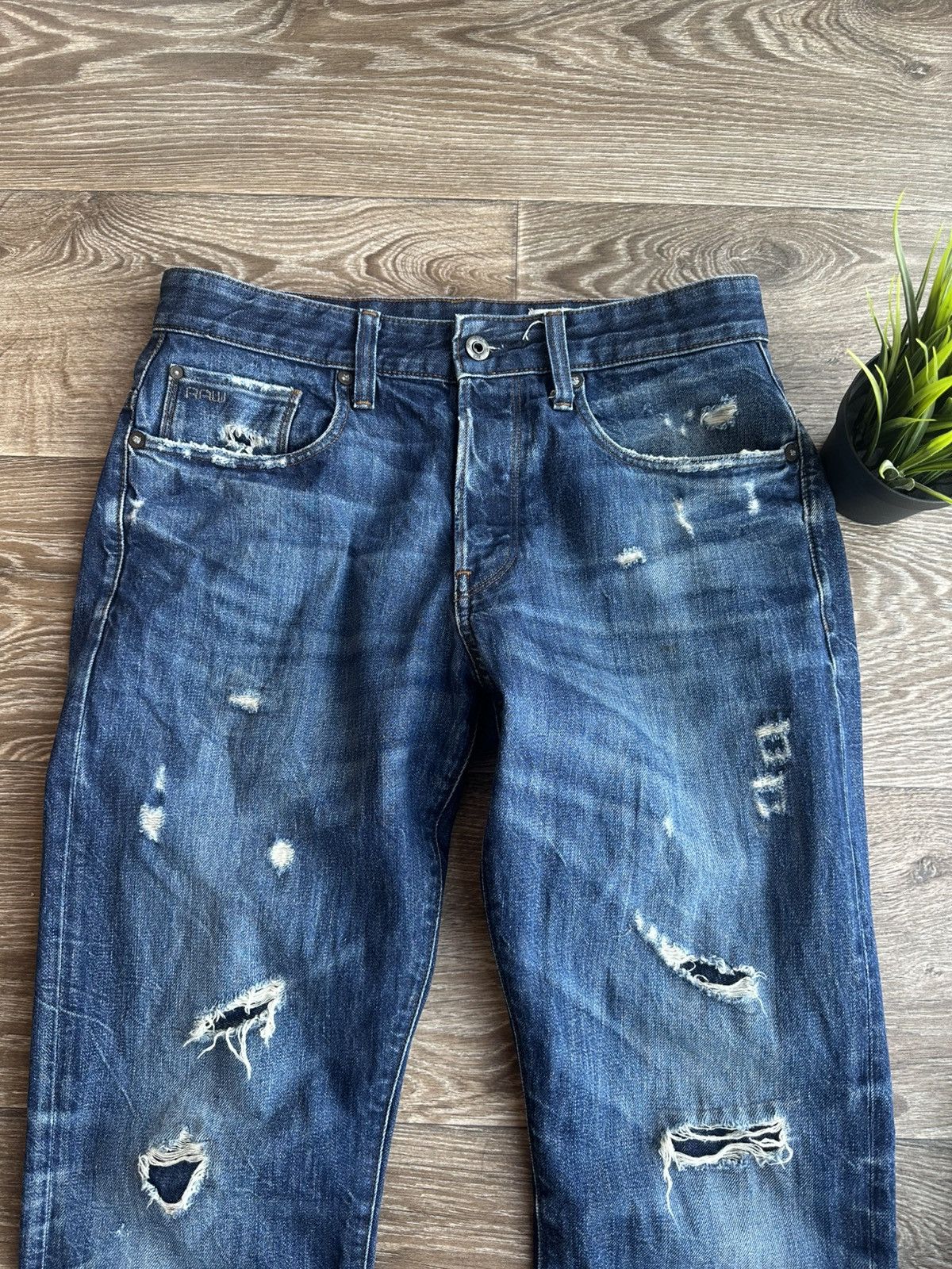 G-Star 🔥 G-Star Raw Ripped Jeans Distressed Denim Pants Vintage Size US 32 / EU 48 - 2 Thumbnail