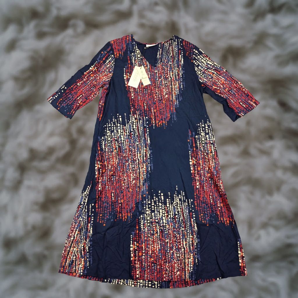 Vintage Masai Dress Womens Medium Blue MaNusala Abstract A-Line 3/4 Sleeve Midi New Size M / US 6-8 / IT 42-44 - 1 Thumbnail