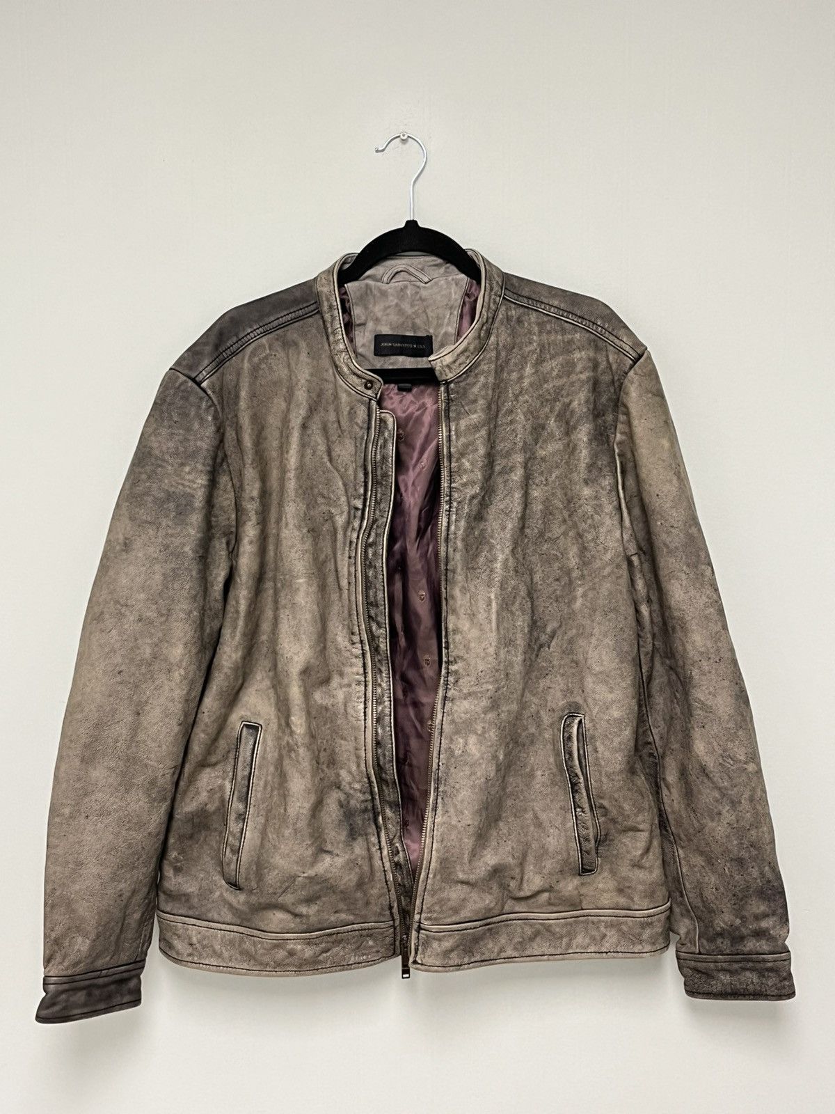 John Varvatos Dustin Distressed Leather Racer Jacket. XL Size US XL / EU 56 / 4 - 9 Thumbnail
