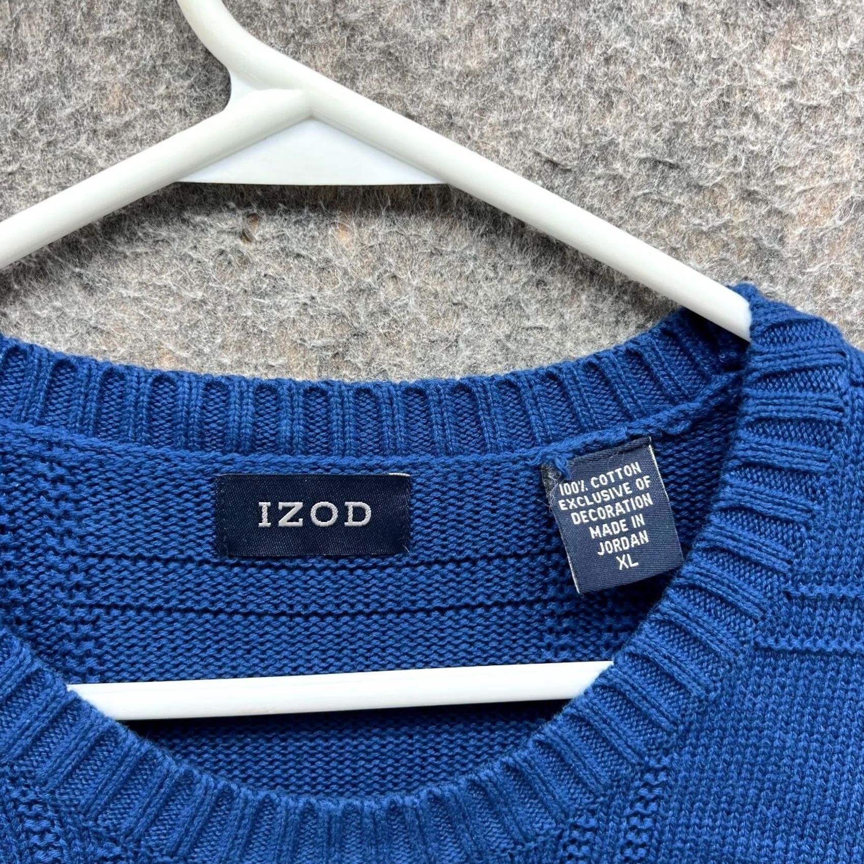 Izod VINTAGE IZOD Sweater Mens XL Royal Blue Pullover Fleece Knitted Check Crewneck Size US XL / EU 56 / 4 - 6 Thumbnail