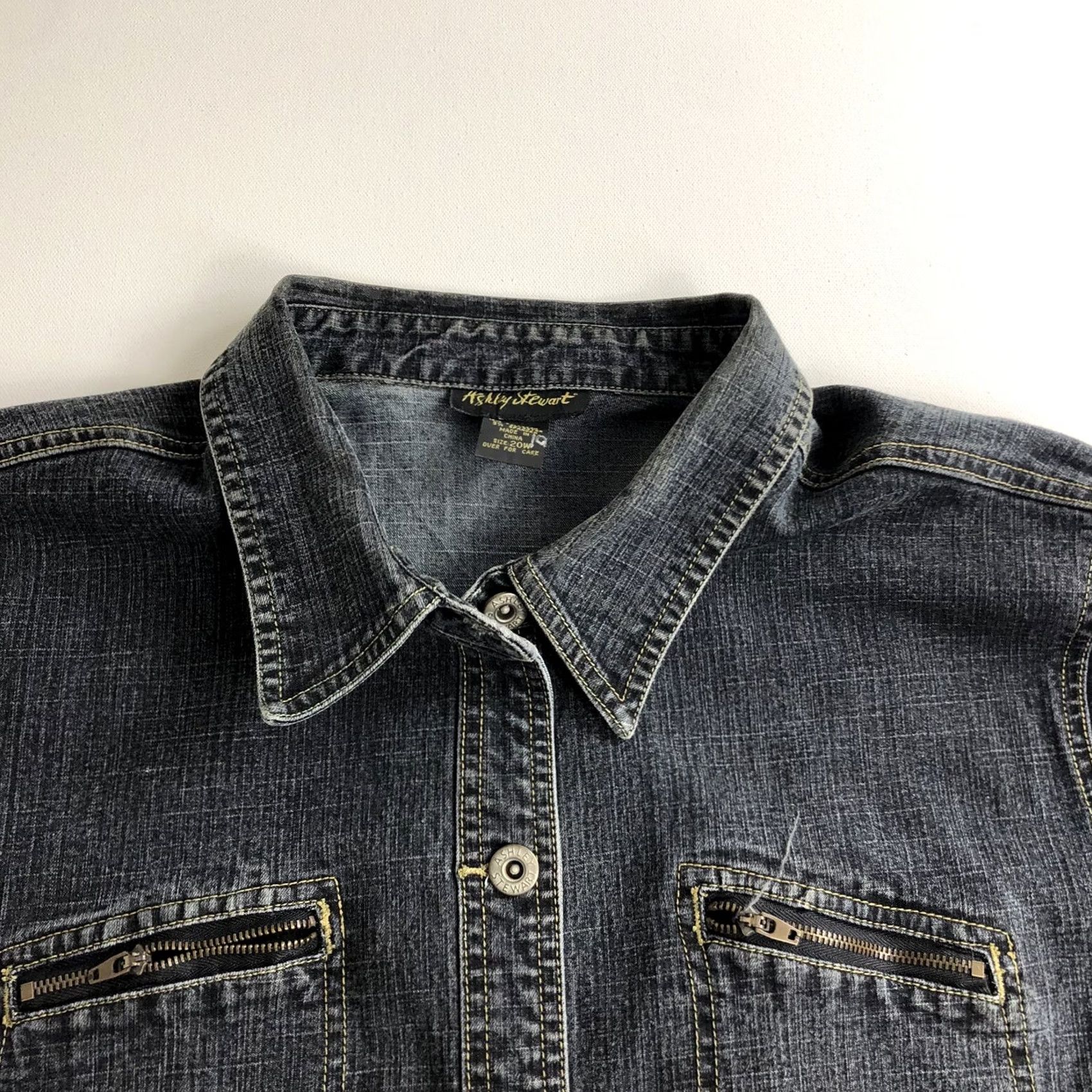 Vintage Ashley Stewart Denim Blue Jean Jacket Size 20w Women’s Plus Jacket, Denim, Casual, Mid-Length, Button Closure, Blue, Women, Plus, 20w Size 42" / US 20 - 4 Thumbnail